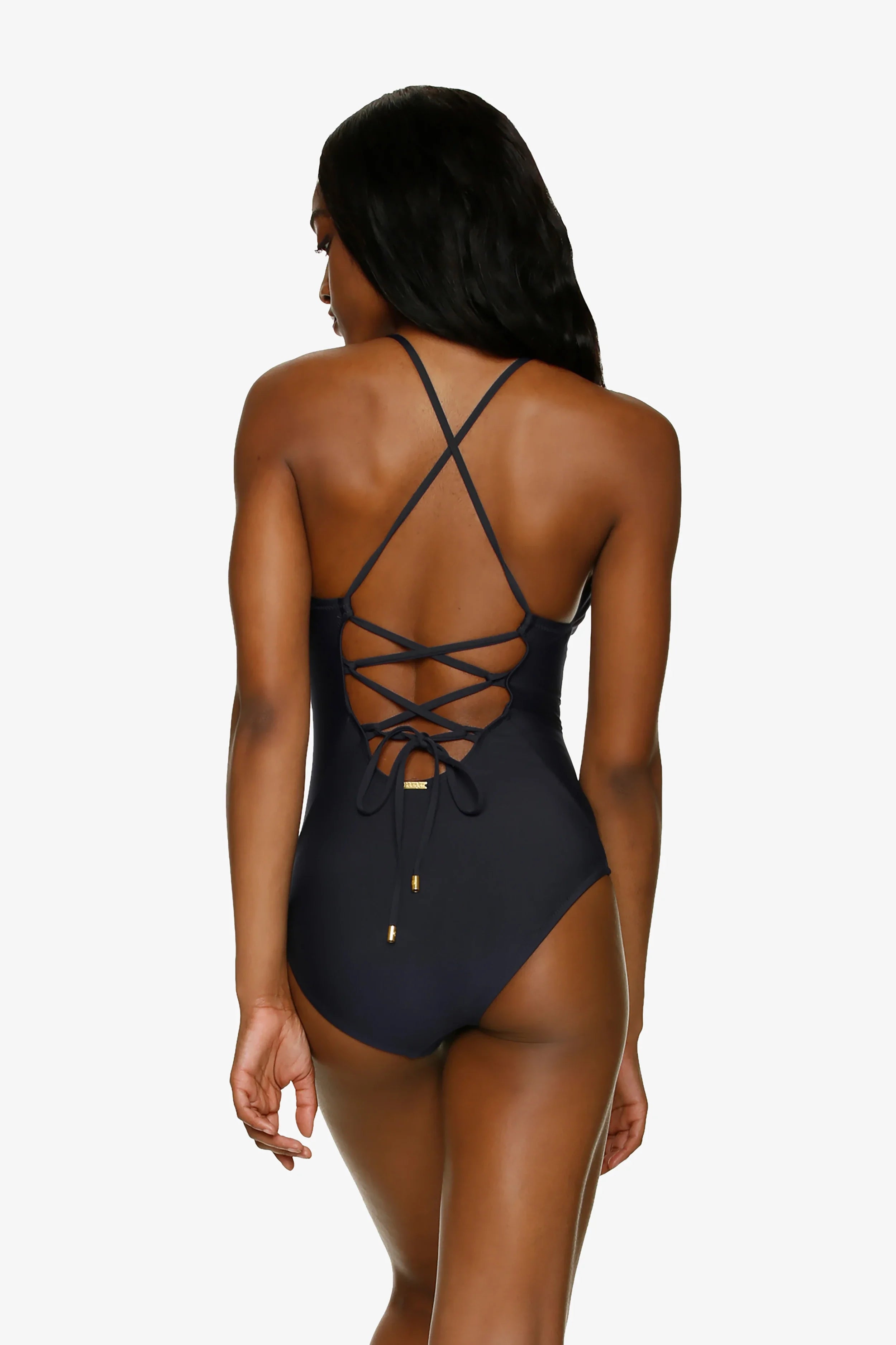 Lattice Back One Piece Swimsuit | Sexy Black Monokini for Women - Perfect for Beach Vacations, Pool Parties, and Summer Getaways