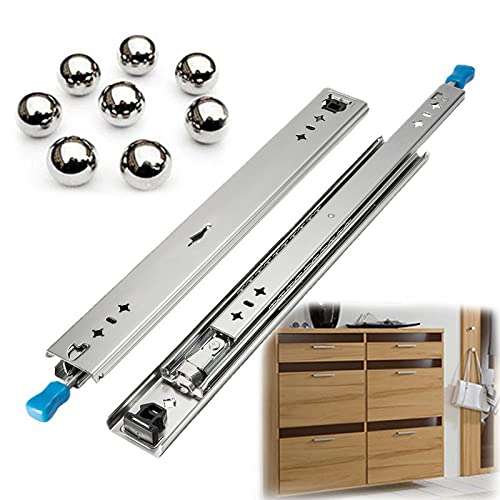 Heavy Duty Drawer Slides with Lock - 56 Inch Ball Bearing Telescopic Rails - 3 Section Side Mount Drawer Tracks for Smooth Gliding - Perfect for Tool Cabinets, Kitchen Drawers & Office Furniture (1 Pair)