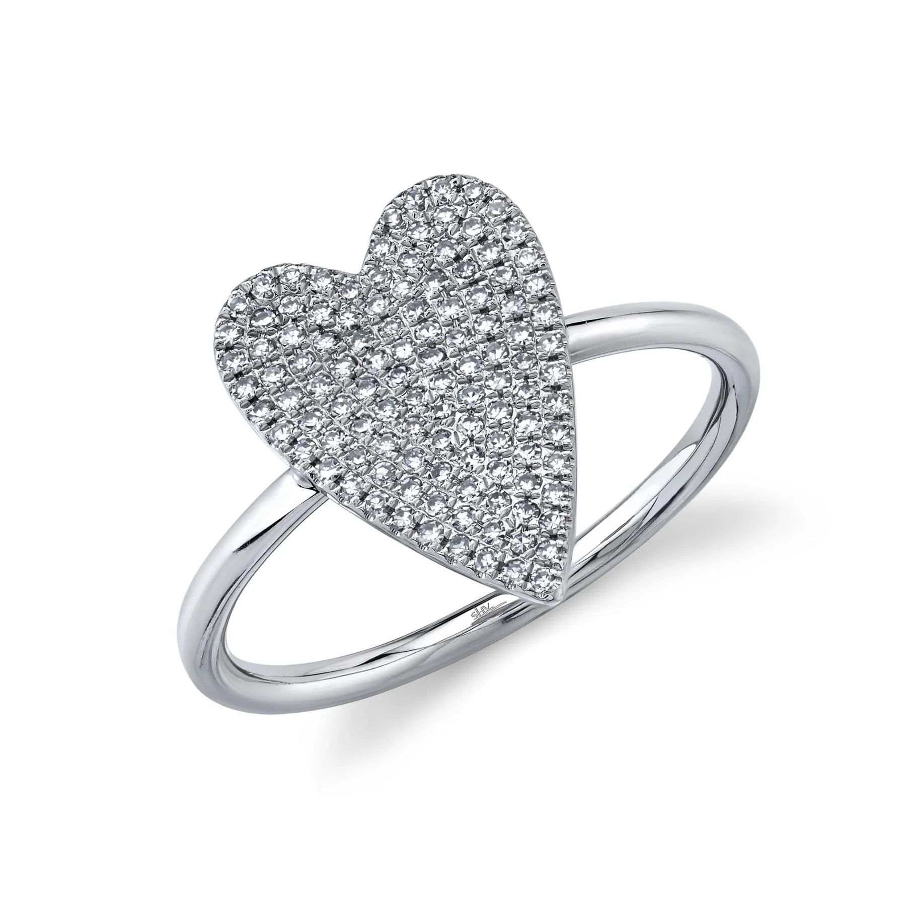 Diamond Pave Heart Ring - 14K Gold Plated Sterling Silver Love Jewelry for Women - Perfect for Valentine's Day, Anniversary & Romantic Gifts