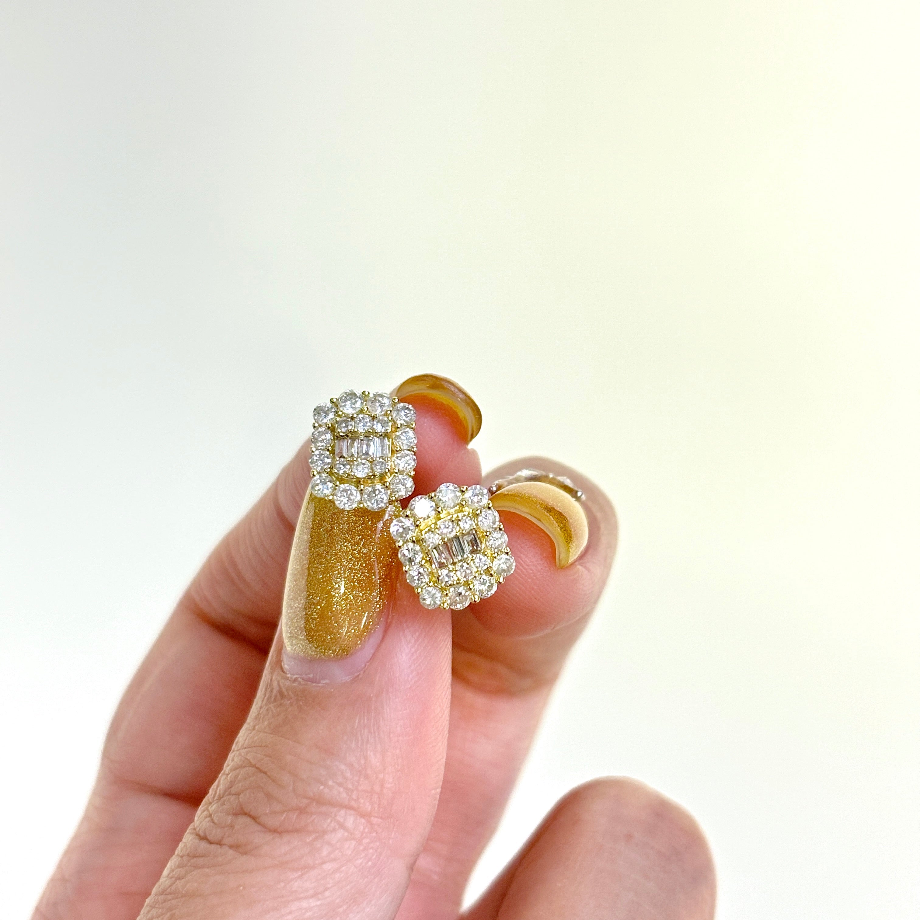 18K Yellow Gold Diamond Cluster Earrings - 0.49 Carat Total Weight | Elegant Stud Earrings for Women, Perfect for Weddings, Parties & Special Occasions