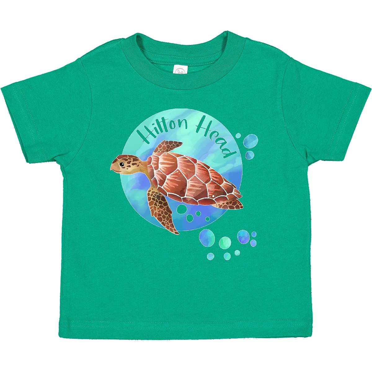 Inktastic Hilton Head Sea Turtle and Bubbles Toddler T-Shirt - Cute Baby Boy & Girl Graphic Tee for Beach Vacation, Summer Outfits, and Family Matching