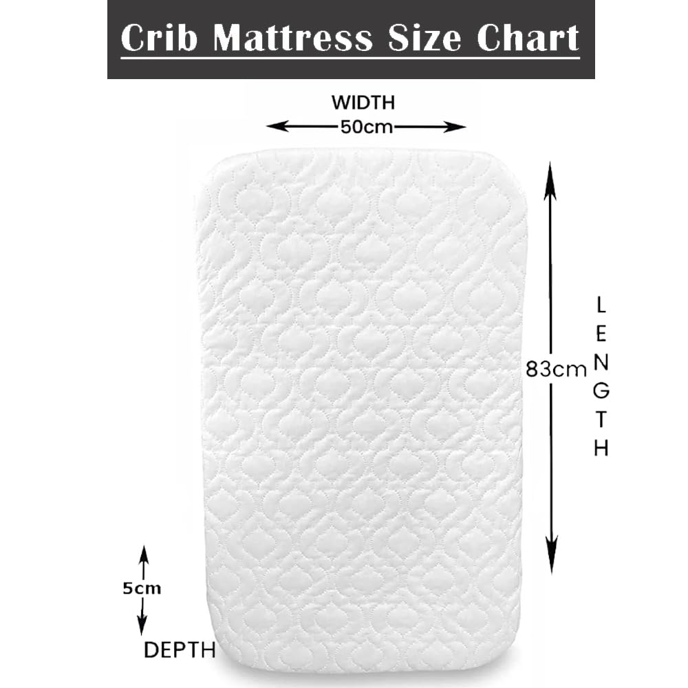 Brillars Baby Crib Mattress for Next to Me Cot Bed - Hypoallergenic Foam Mattress with Removable Quilt Cover (83x50x5cm) - Perfect for Travel, Nursery & Co-Sleeping