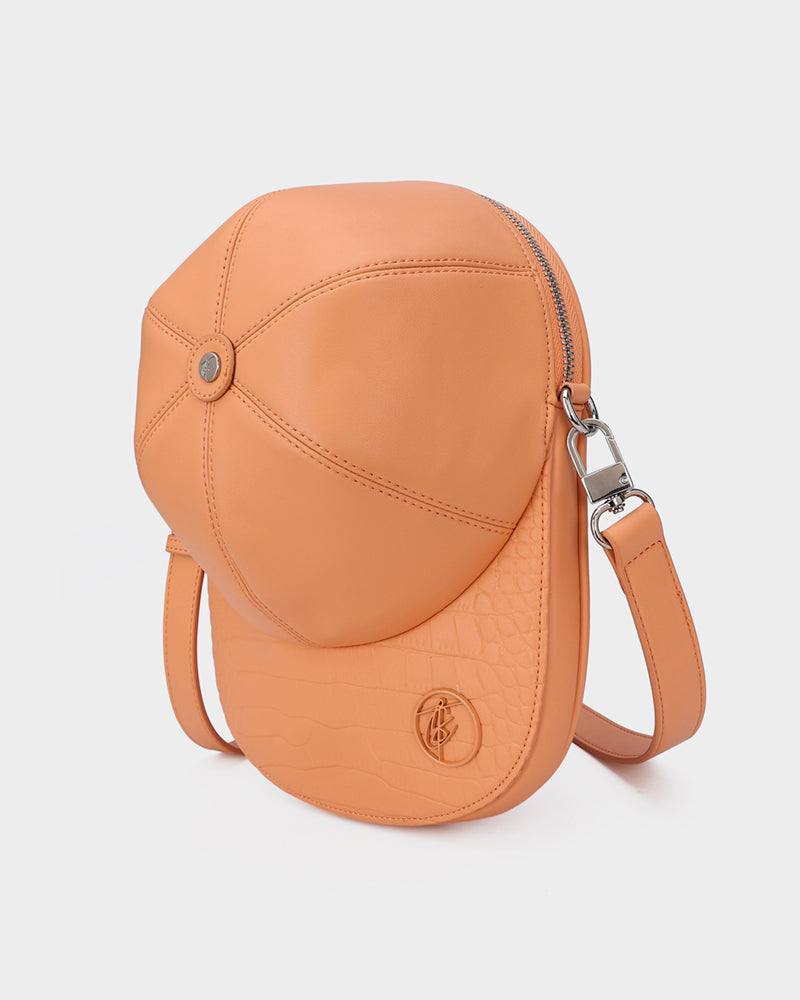Stylish Tangerine Brown Baseball Cap Design Bag - Trendy Crossbody Purse for Women, Fashionable Accessory for Sports, Travel & Everyday Use