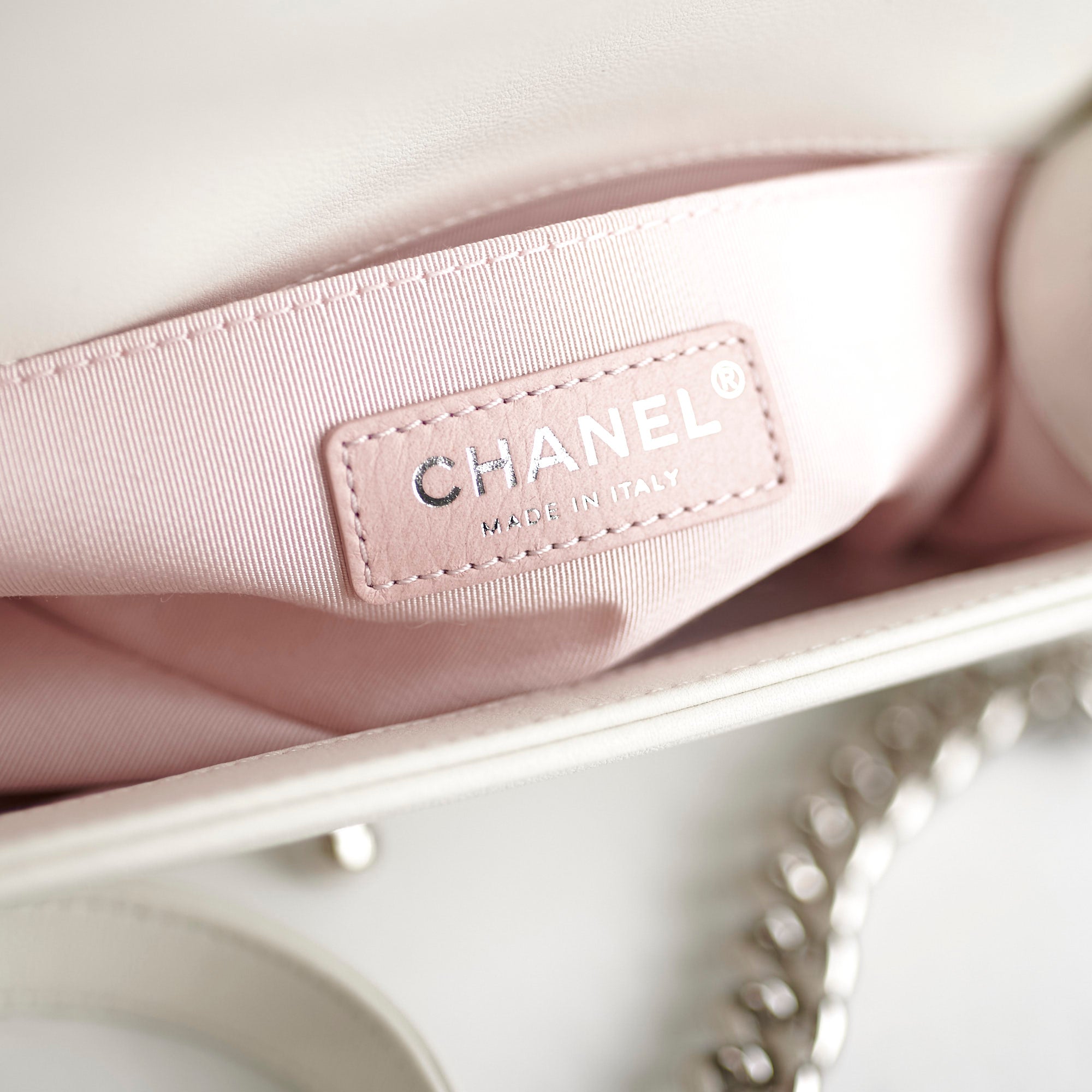 Chanel Small Boy Bag in White with Pearls - Luxury Designer Handbag for Women | Perfect for Parties, Weddings & Evening Events