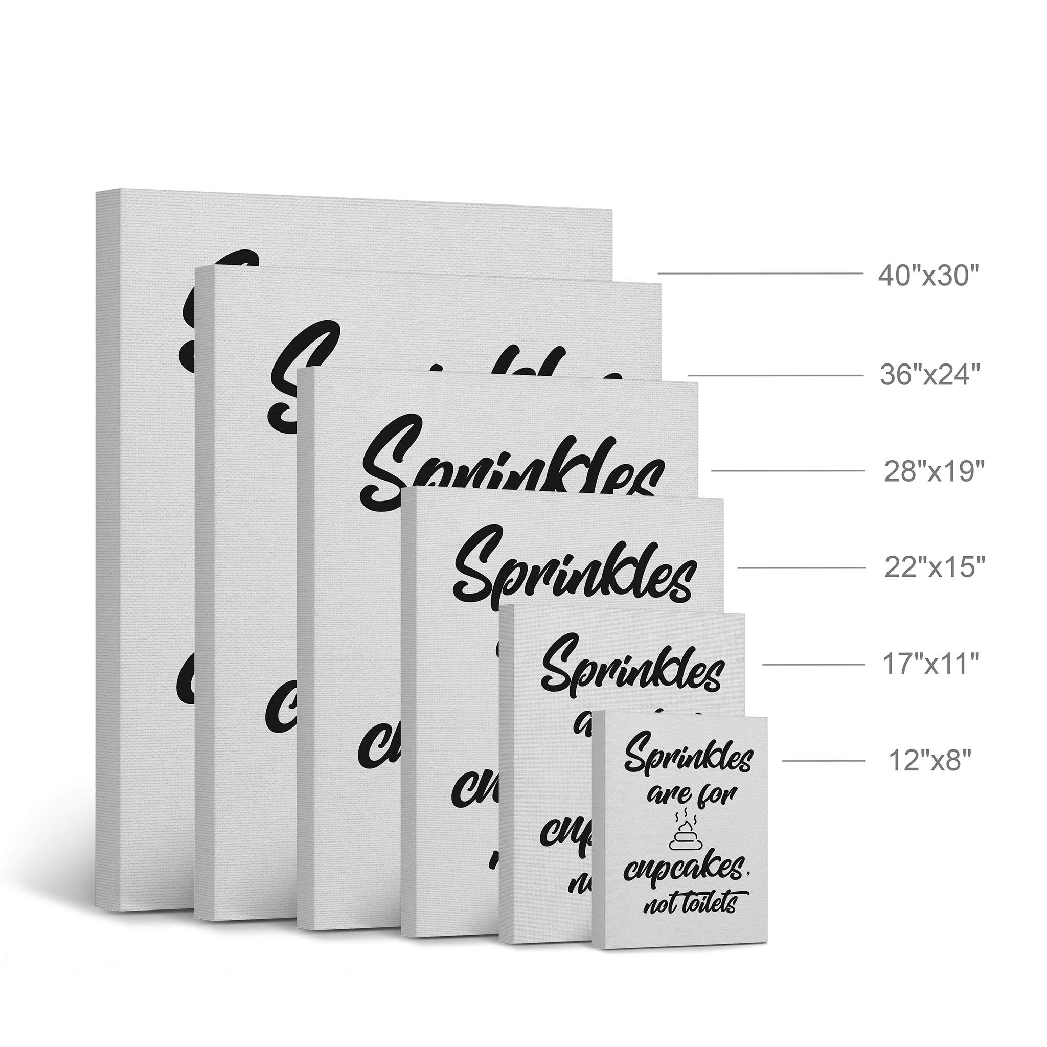 Smile Art Design Funny Bathroom Sign Canvas Print - 'Sprinkles Are for Cupcakes Not Toilets' Quote - Kids Bathroom Wall Decor, Home Decoration, Ready to Hang (12x8 Inches, Made in USA) - Perfect for Powder Rooms, Guest Baths & Playful Home Decor