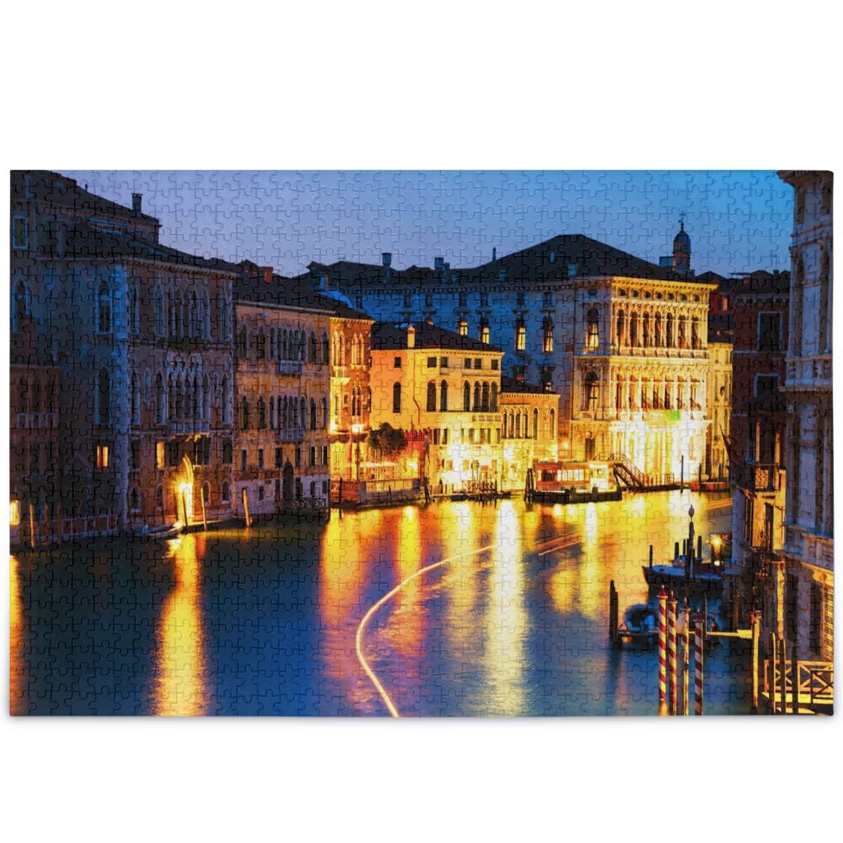 Oarencol 1000-Piece Venice Italy Jigsaw Puzzle - Grand Canal Night View with Boat House Landscape | Adult & Kid-Friendly DIY Puzzle for Family Game Night | Perfect for Home Decor, Gifts & Relaxation