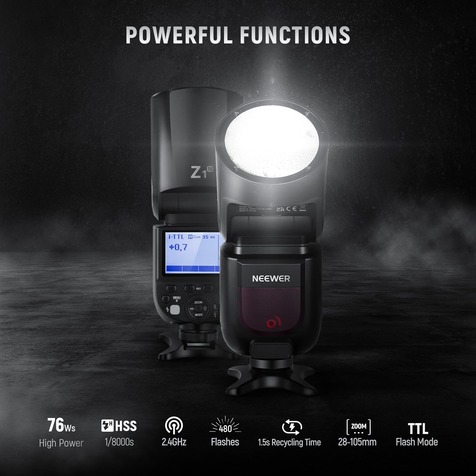 NEEWER Z1 N TTL Round Head Flash Speedlite for Nikon DSLR Cameras - Professional Photography Lighting for Portraits, Events & Studio Shoots