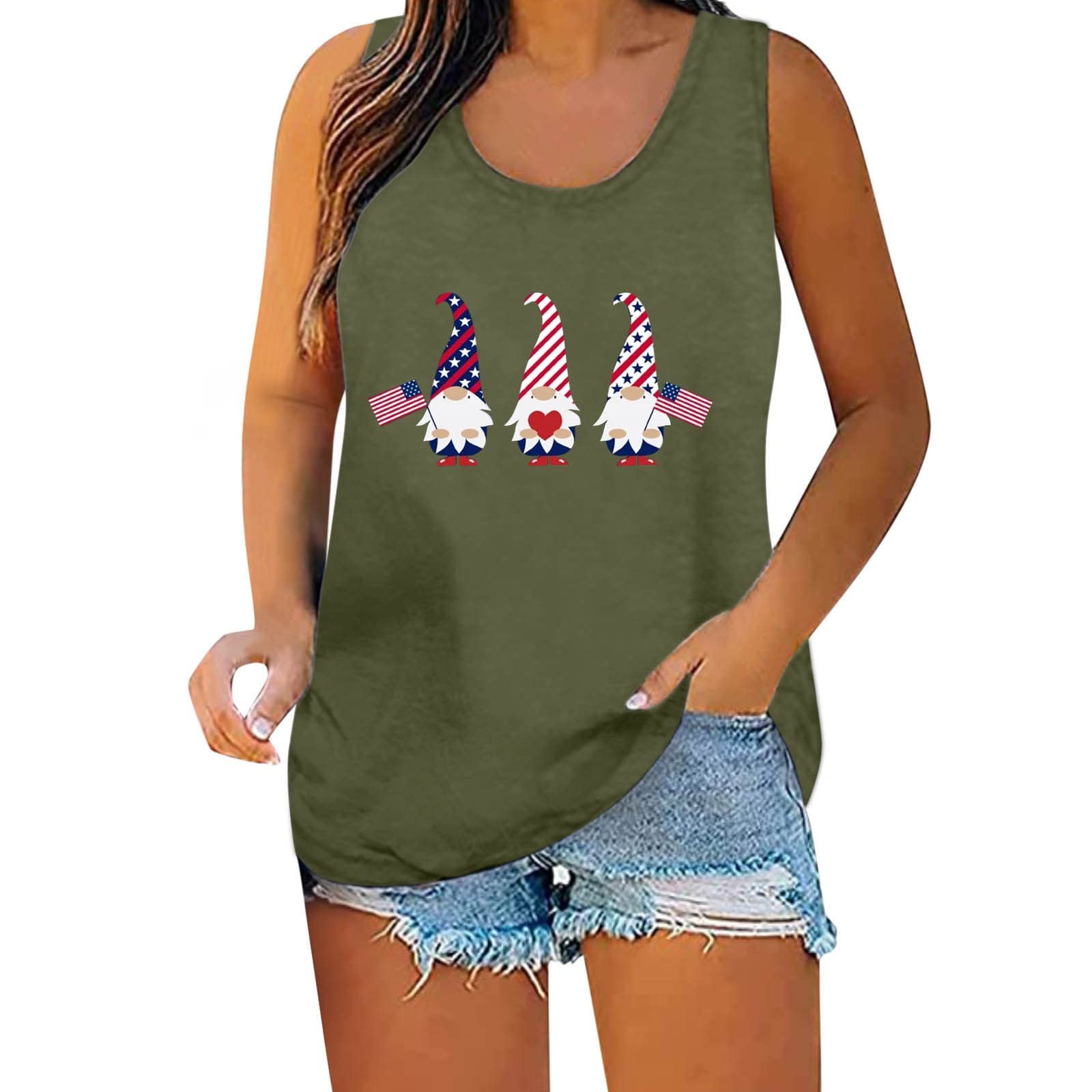 Women's Cropped Tank Tops - 4th of July American Flag Print Summer Casual & Workout Tops - Perfect for Independence Day Celebrations, Gym, Beach & Everyday Wear