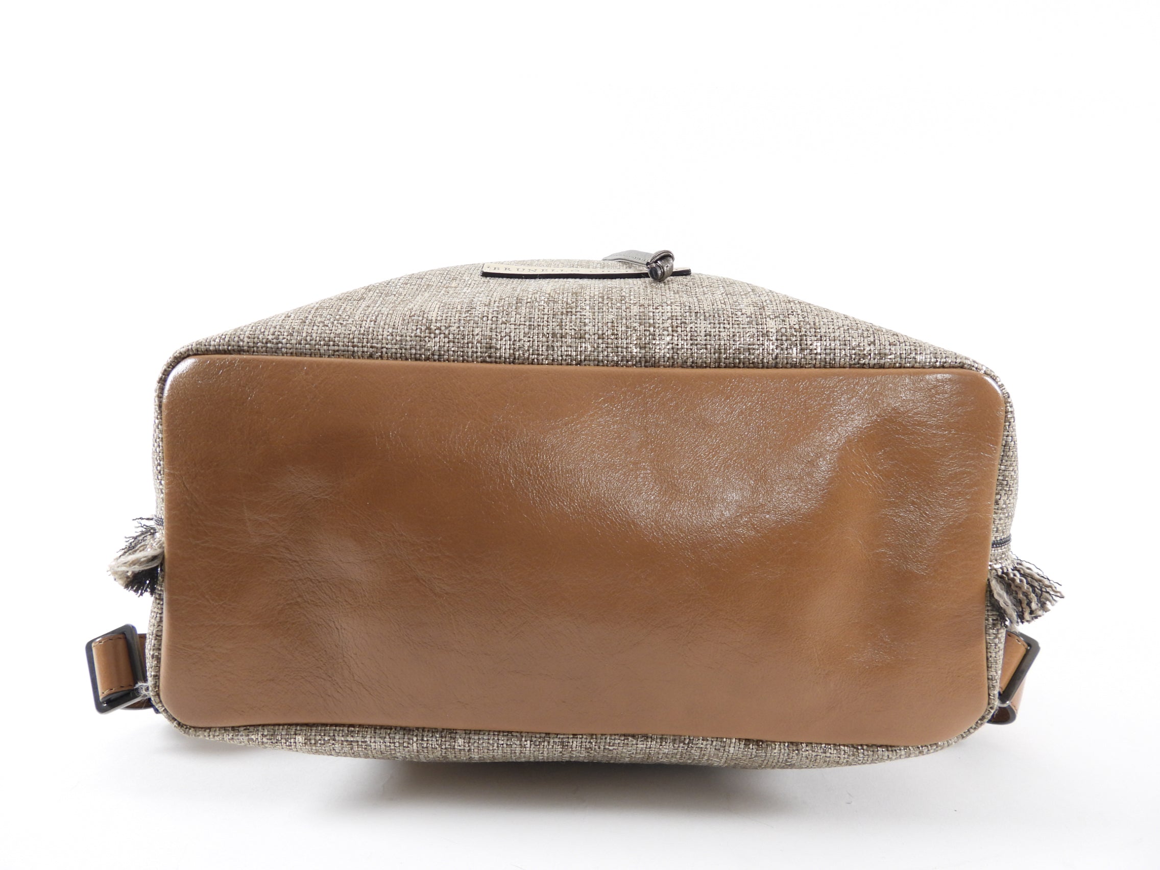 Brunello Cucinelli Gold Metallic Canvas Fringe Backpack for Women - Luxury Designer Handbag for Travel, Work & Everyday Use