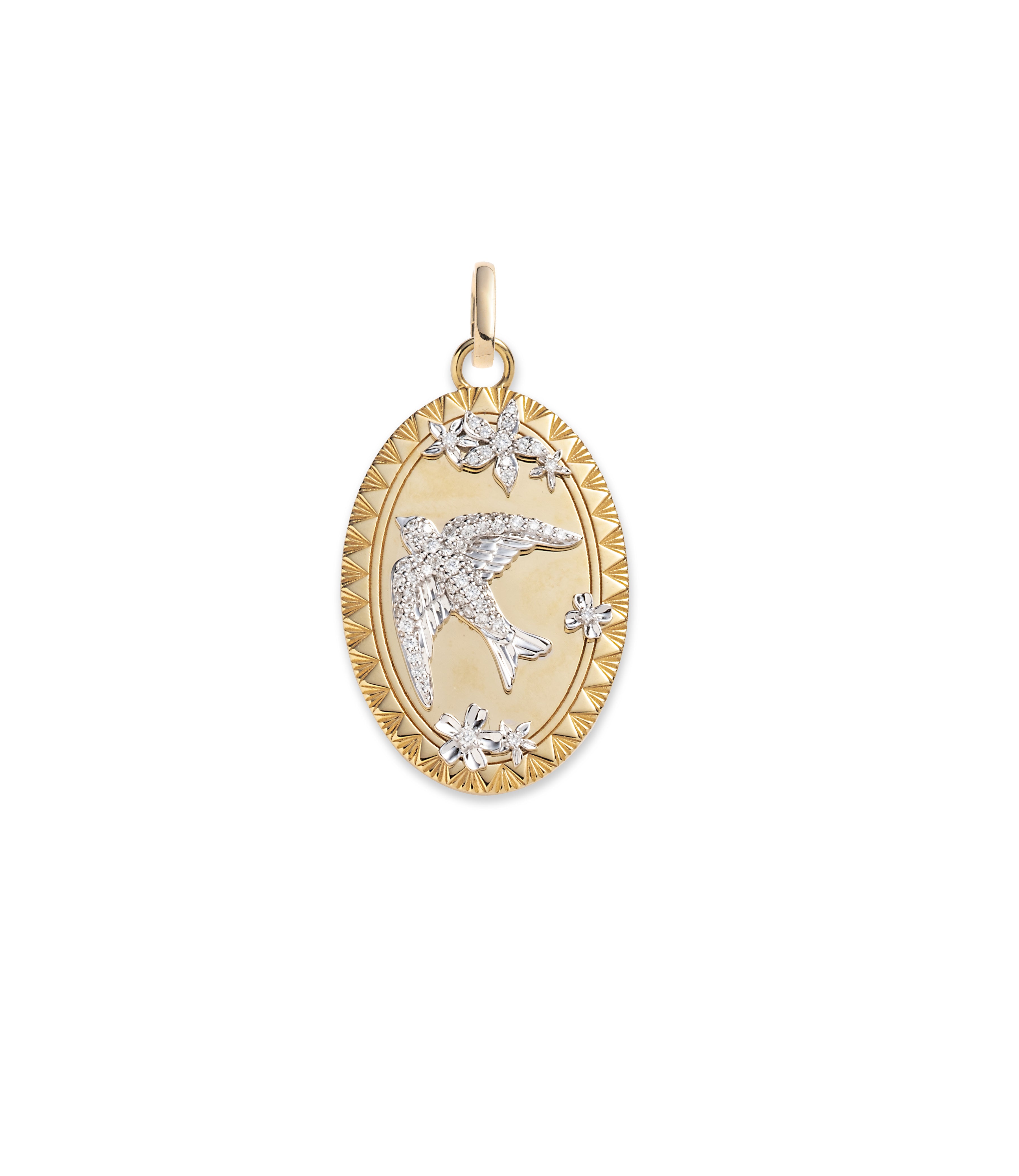 Resilience Oval Medallion Pendant Necklace - 14K Mixed Gold Diamond Jewelry for Women, Elegant Gift for Anniversary & Valentine's Day | Perfect for Date Nights & Special Occasions