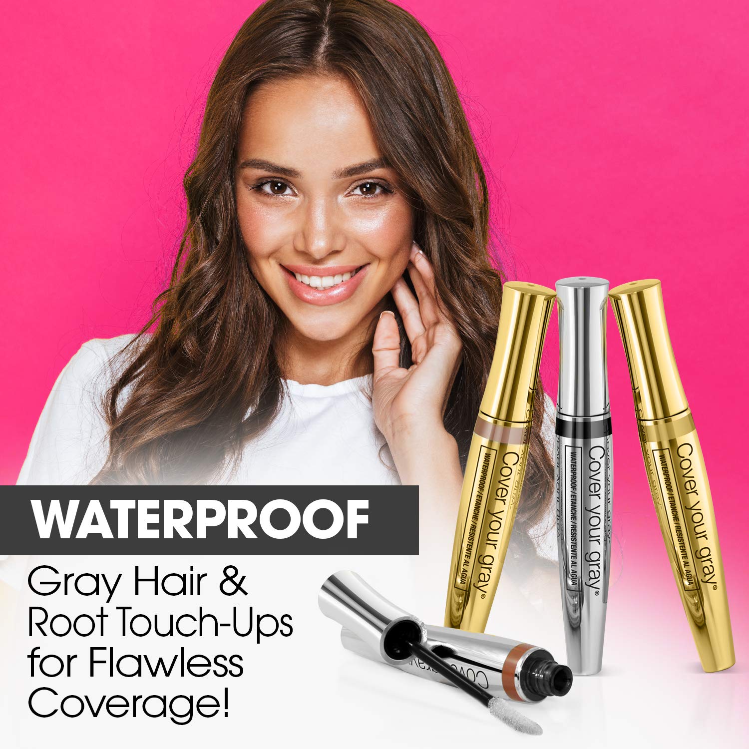 Dark Brown Cover Your Gray Fill In Powder - Quick & Easy Root Touch Up for Natural-Looking Hair - Perfect for Home Use, Travel & Everyday Styling