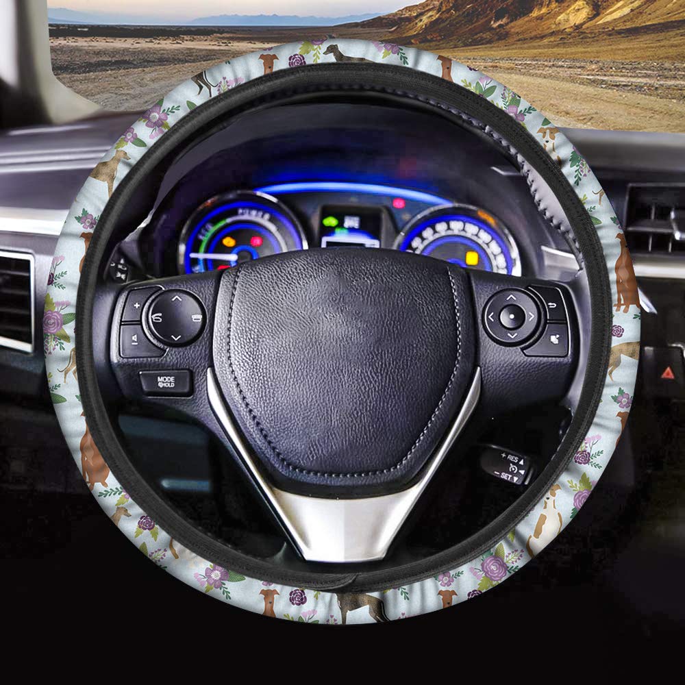 ZERODATE Floral Greyhound Dog Car Seat Covers - Breathable Soft Wheel Cover Pads for SUV & Vehicle Interior Accessories | Keep Hands Dry | Perfect for Road Trips & Pet Lovers