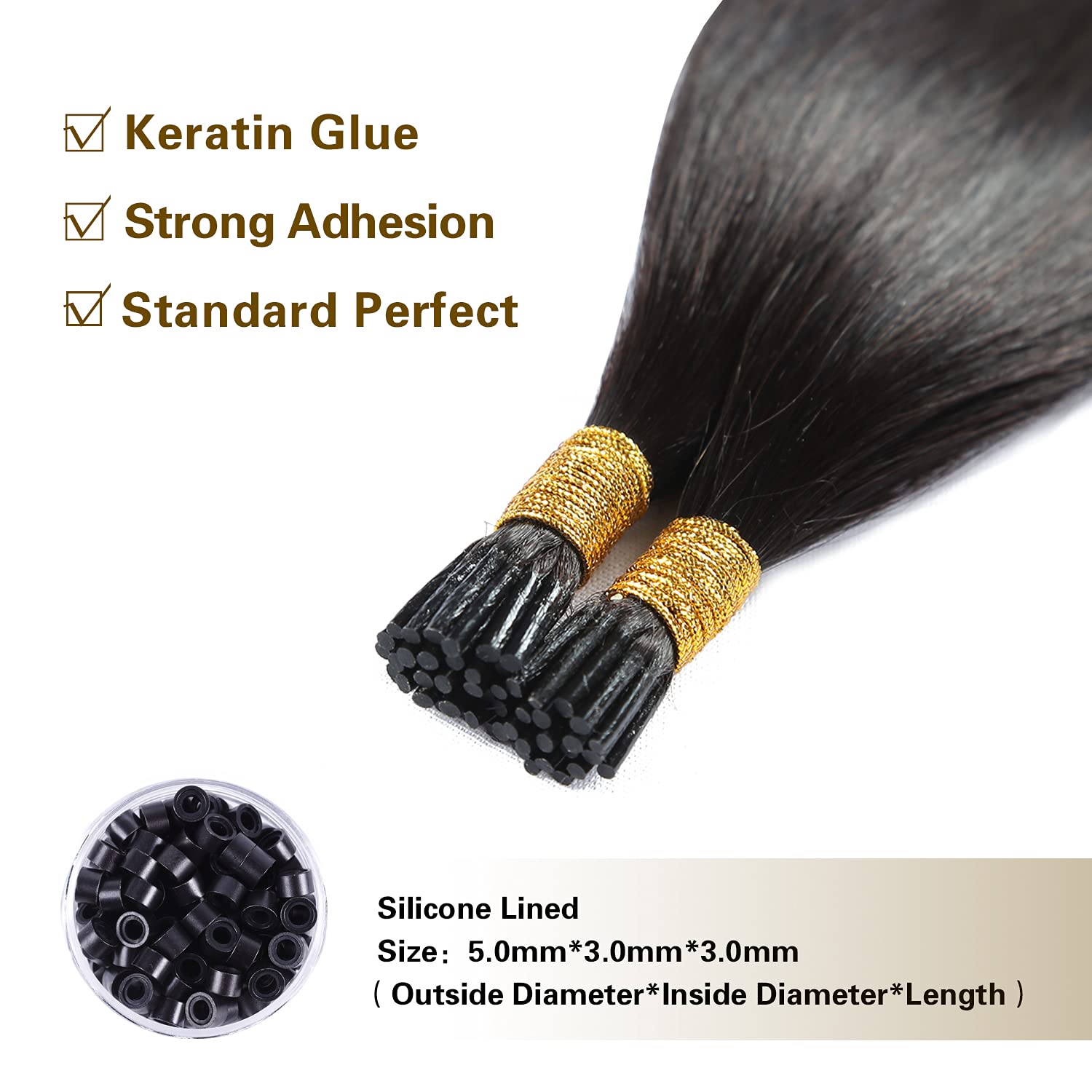 Sunya 22 Inch I-Tip Human Hair Extensions - 50g/50 Strands Natural Black Real Human Hair for Styling & Volume | Perfect for Weddings, Parties & Daily Wear
