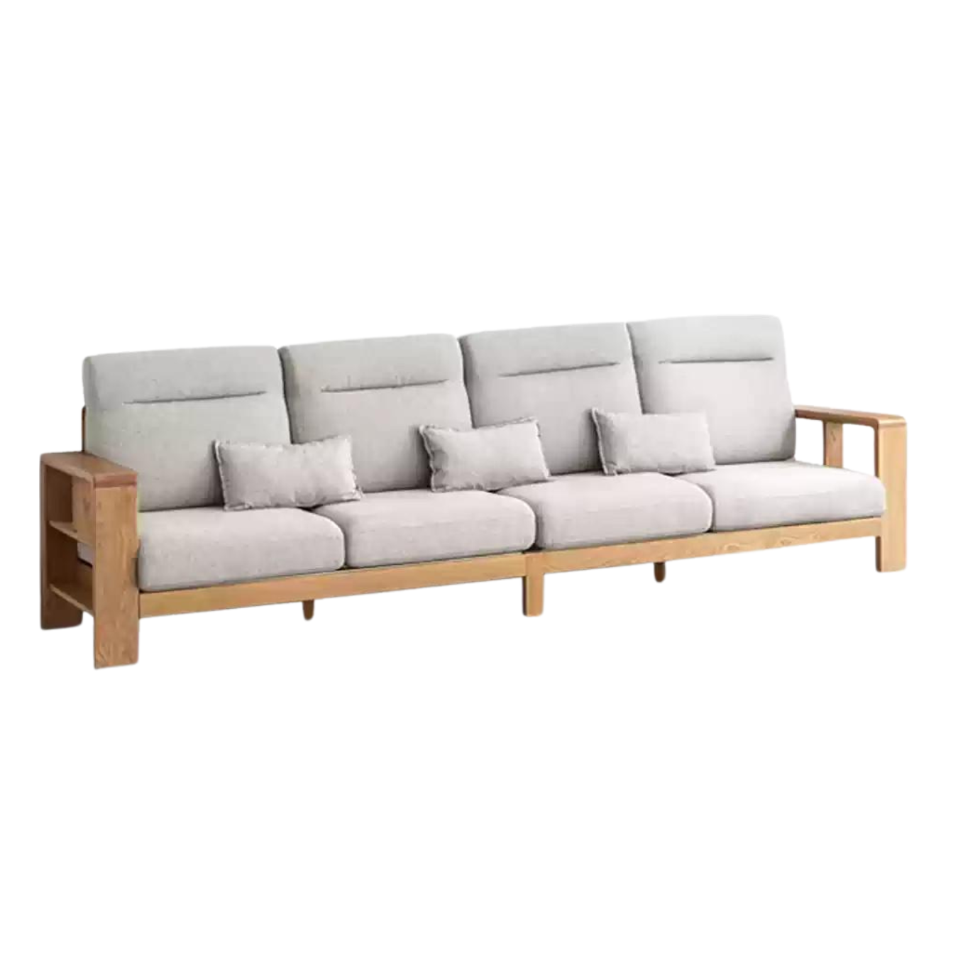 Premium Oak Solid Wood Sectional Sofa Set - Modern L-Shaped Couch with Storage for Living Room, Lounge & Family Room - Durable Hardwood Furniture for Home Decor