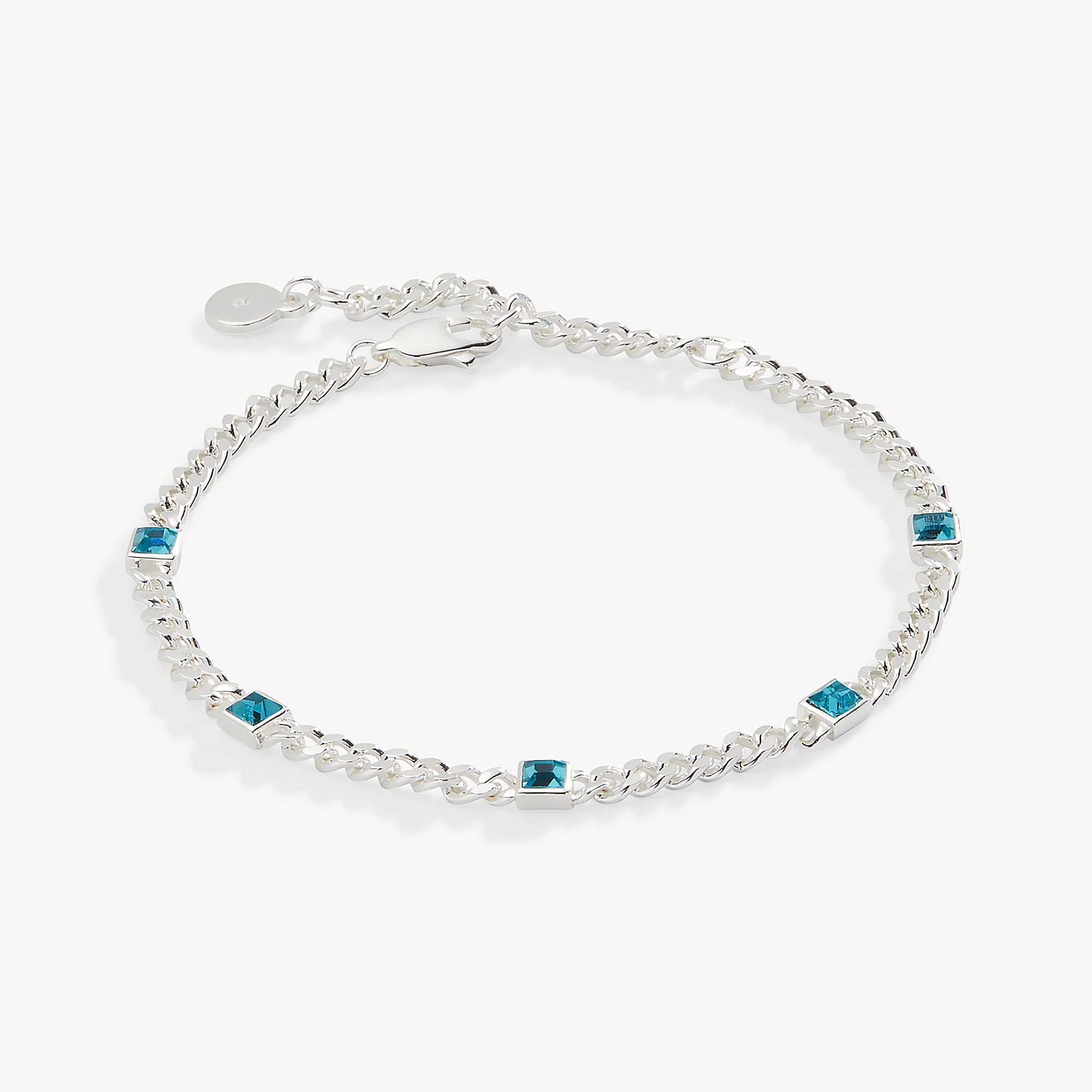 December Birthstone Blue Zircon Curb Chain Bracelet for Women - Elegant Sterling Silver Jewelry Gift for Christmas, Birthday & Anniversary | Perfect for Party, Wedding & Everyday Wear