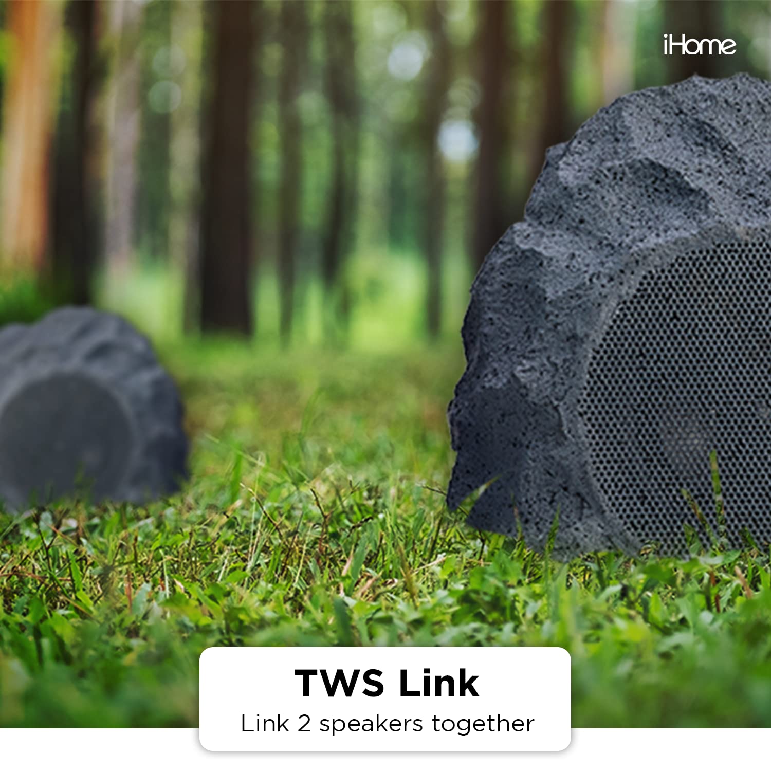 iHome IHRK-400-PR Wireless Outdoor Rock Speakers - Bluetooth 5.0, Waterproof IPX5, TWS Stereo Pairing, 10Hr Battery Life - Perfect for Garden, Patio, Poolside & Backyard Entertainment