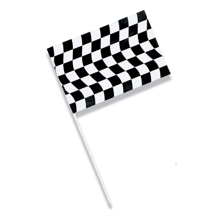 12-Piece Bulk Black and White Checkered Plastic Flags 23