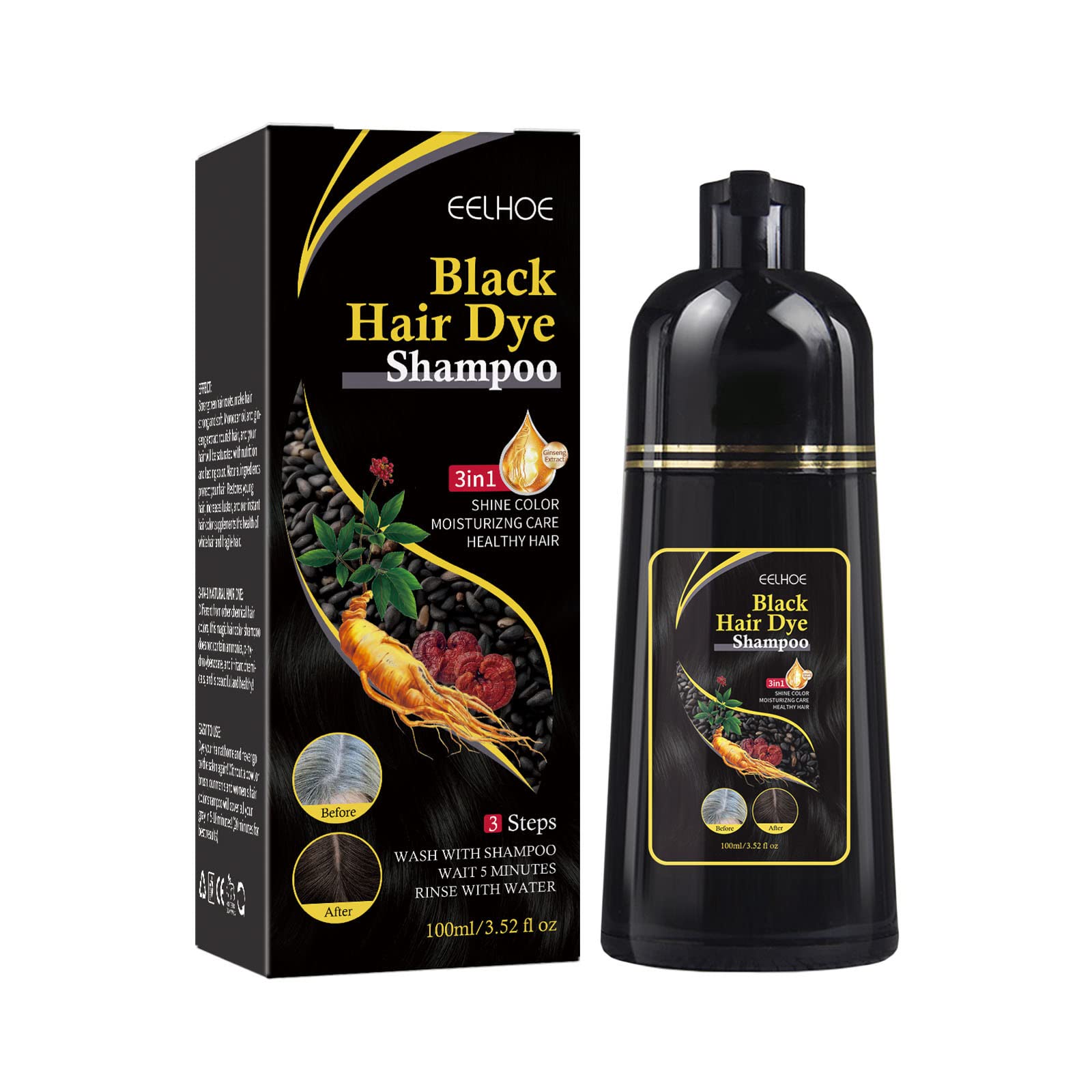 100ML Black Bubble Hair Dye Shampoo - White to Black Hair Color Wash | Long-Lasting & Gentle Formula for Vibrant Color | Perfect for At-Home Hair Coloring & Touch-Ups