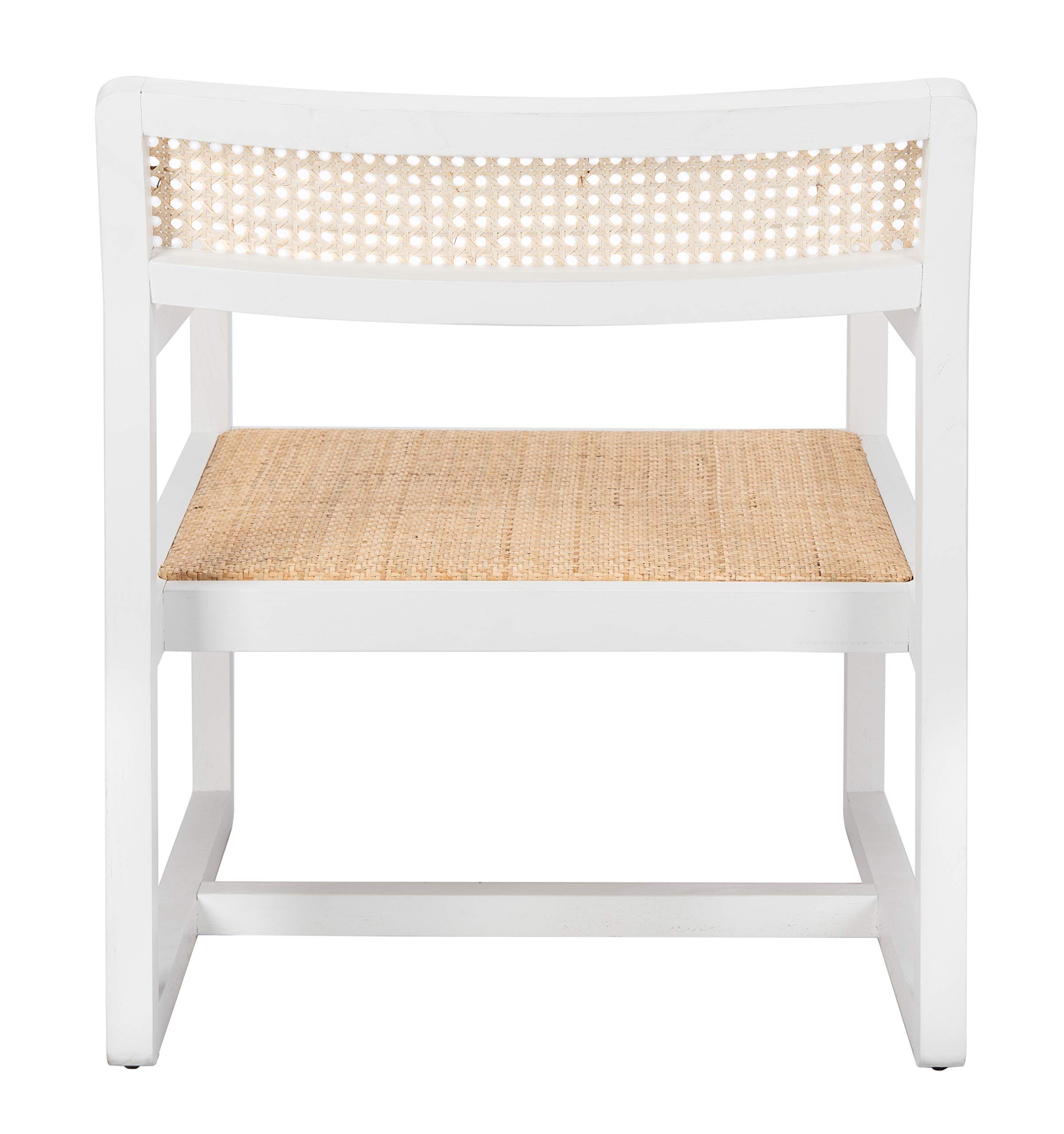 Safavieh Lula White & Natural Cane Accent Chair - Modern Boho Rattan Side Chair for Living Room, Bedroom, or Patio Decor