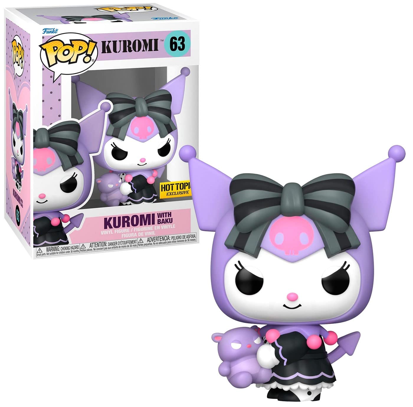 Funko Pop! Sanrio Kuromi with Baku Vinyl Figure - Hot Topic Exclusive Purple Collectible (66430) | Cute Anime Decor for Bedroom, Office & Gift for Hello Kitty Fans