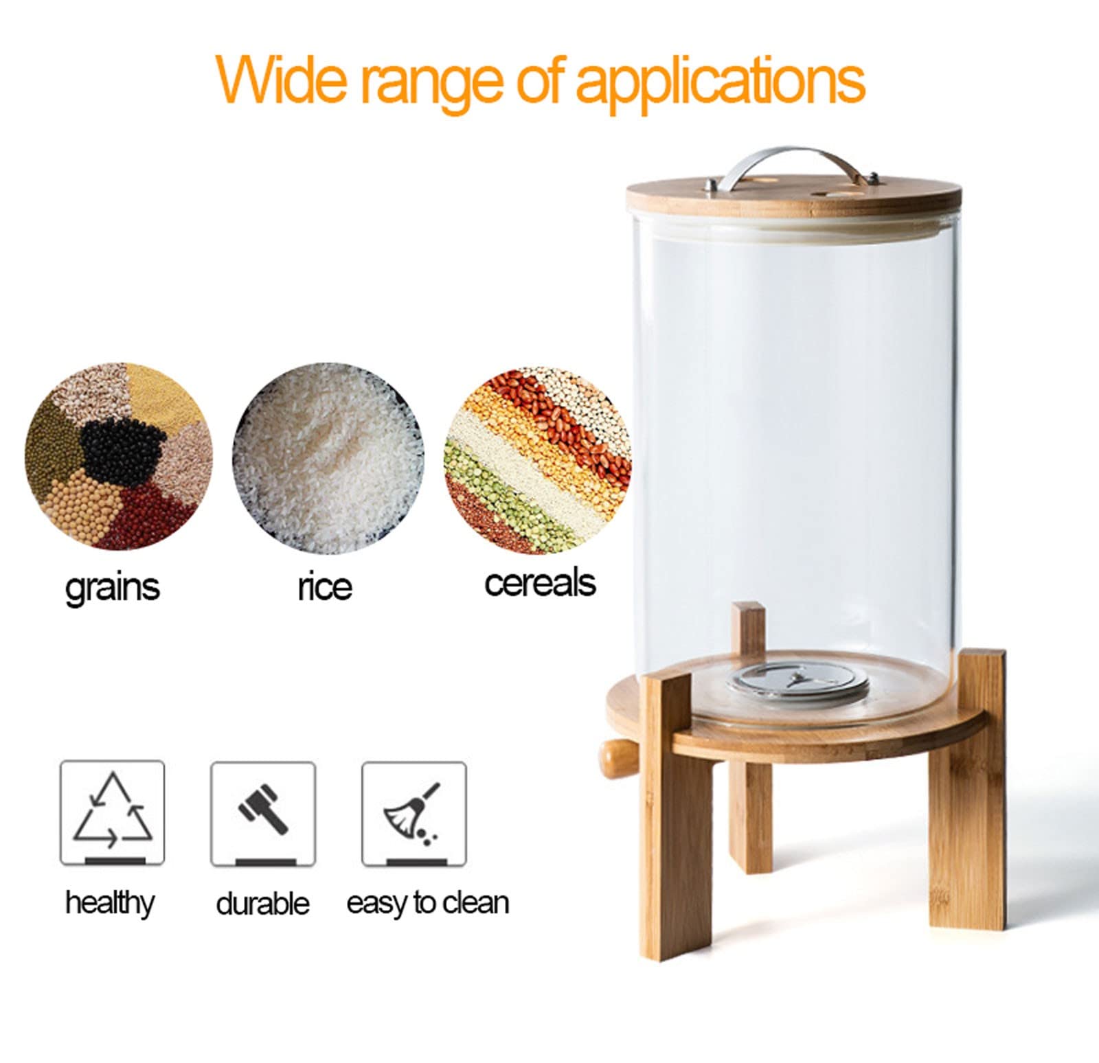 YYZYL 5L/7.5L Airtight Cereal & Rice Dispenser - Countertop Food Storage Container for Grains, Beans, Flour - Keep Dry & Fresh - Perfect for Kitchen, Pantry Organization & Bulk Food Storage