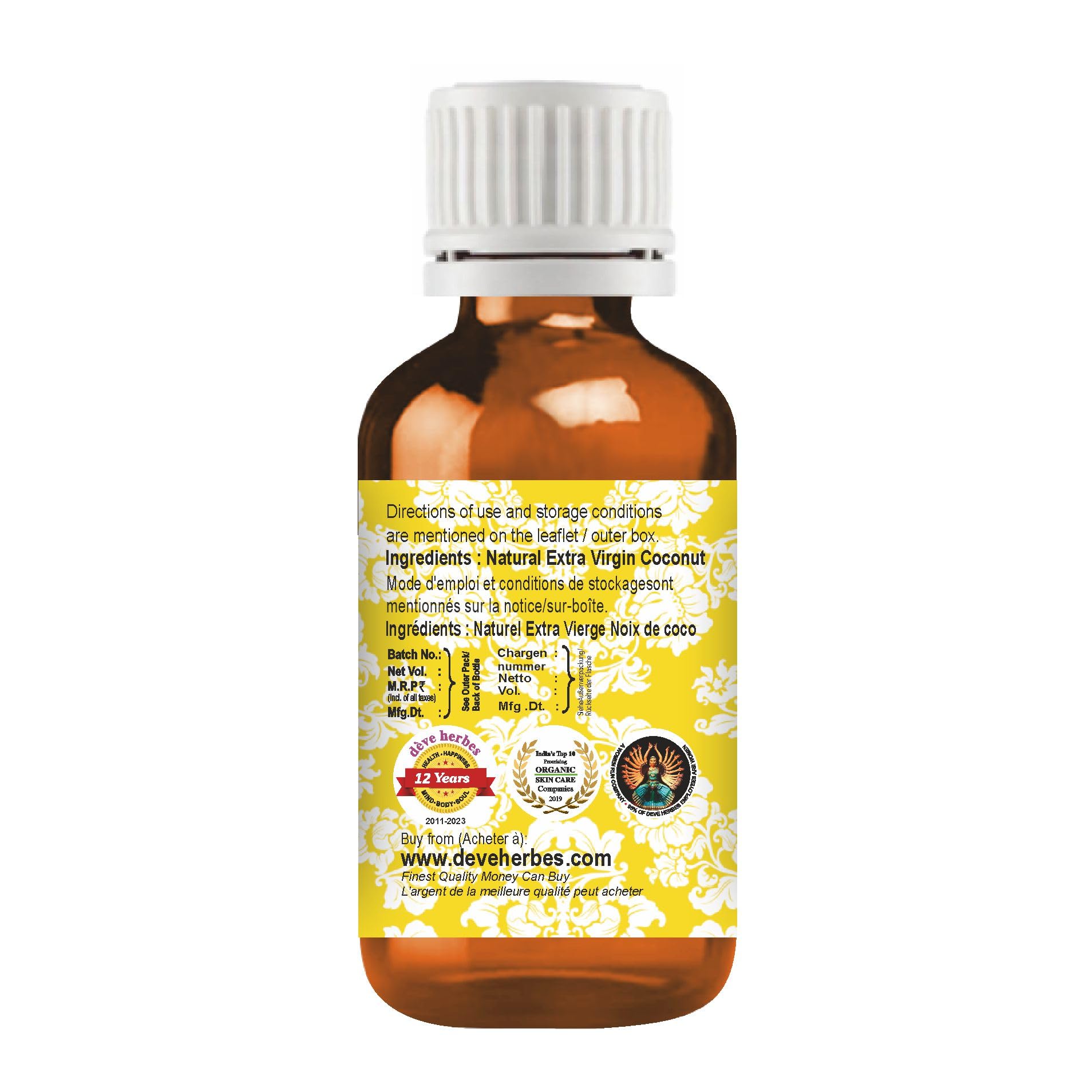 Organic Extra Virgin Coconut Oil - 100ml Pure Cold-Pressed Coconut Oil with Glass Dropper for Hair, Skin & Cooking | Natural Moisturizer & Healthy Cooking Oil