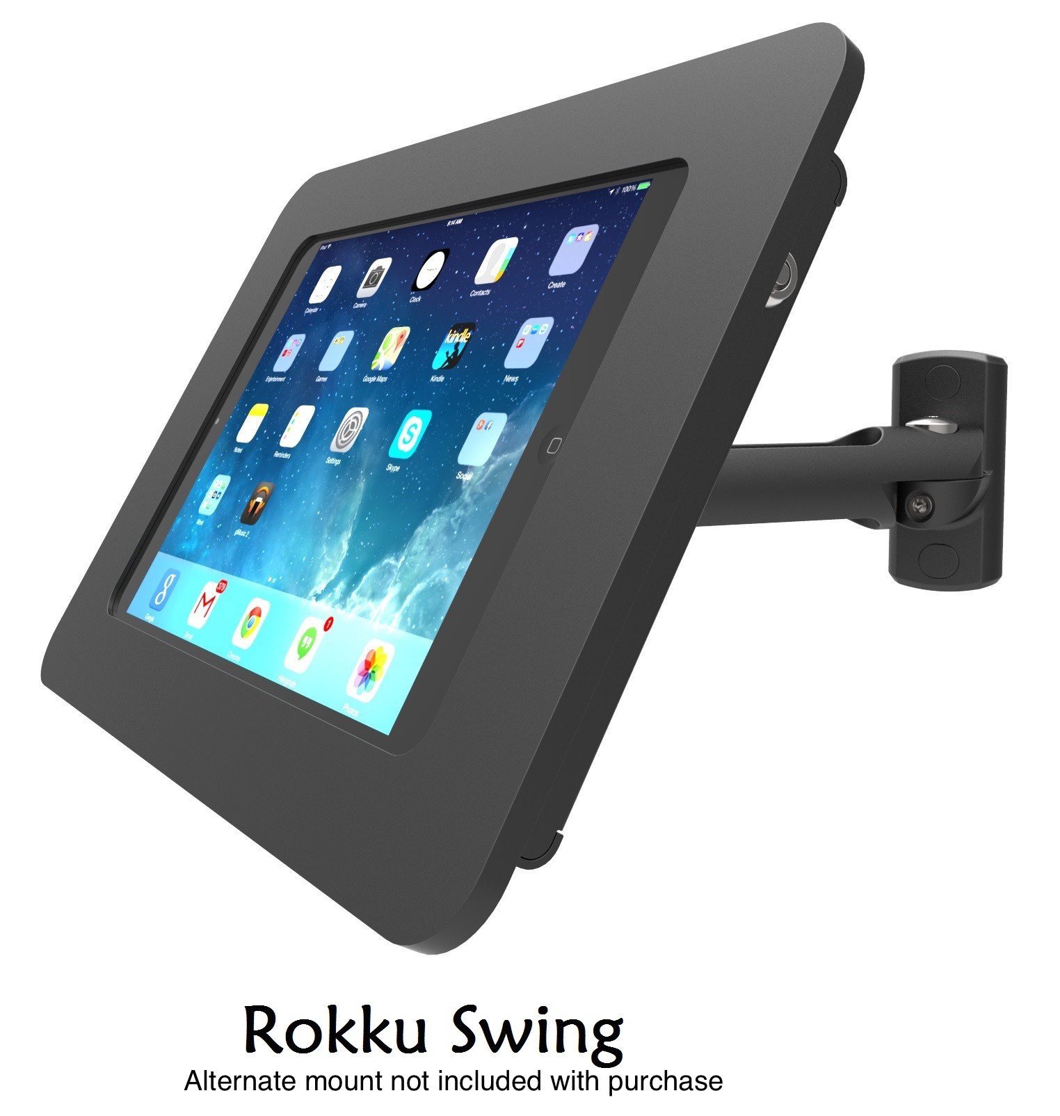 Maclocks 250MROKB Rokku Secure Wall Mount Enclosure for iPad Mini 2 & 4 - Black | Anti-Theft Protection for Retail, Hospitality & Office Use