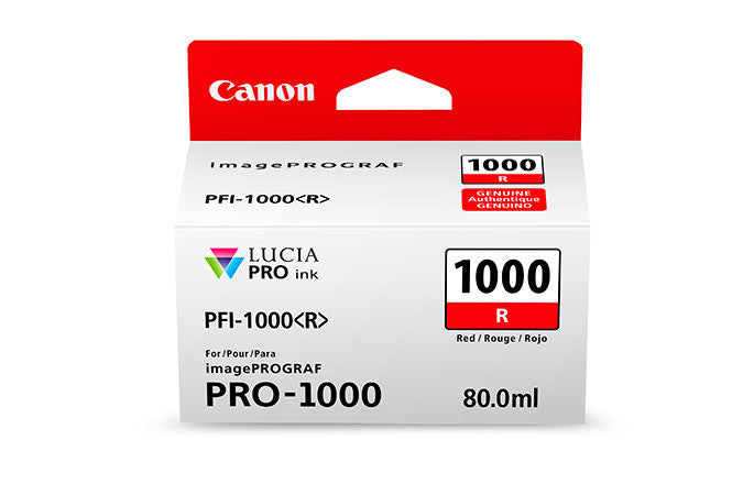 Canon PFI 1000 LUCIA PRO Red (R) Ink Cartridge 80ml for PRO-1000 Printer - High-Quality Photo Printing for Professional Photographers & Artists