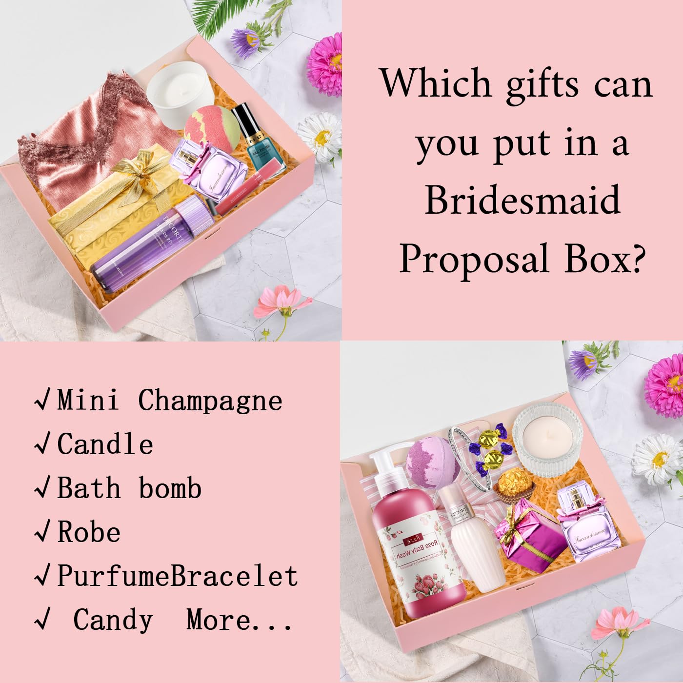 Xylitic 8-Piece Bridesmaid Proposal Gift Box Set with Ribbon - Perfect for Maid of Honor, Matron of Honor & Bridesmaids - Wedding Party Proposal Gifts, Bridal Shower & Bachelorette Party Favors
