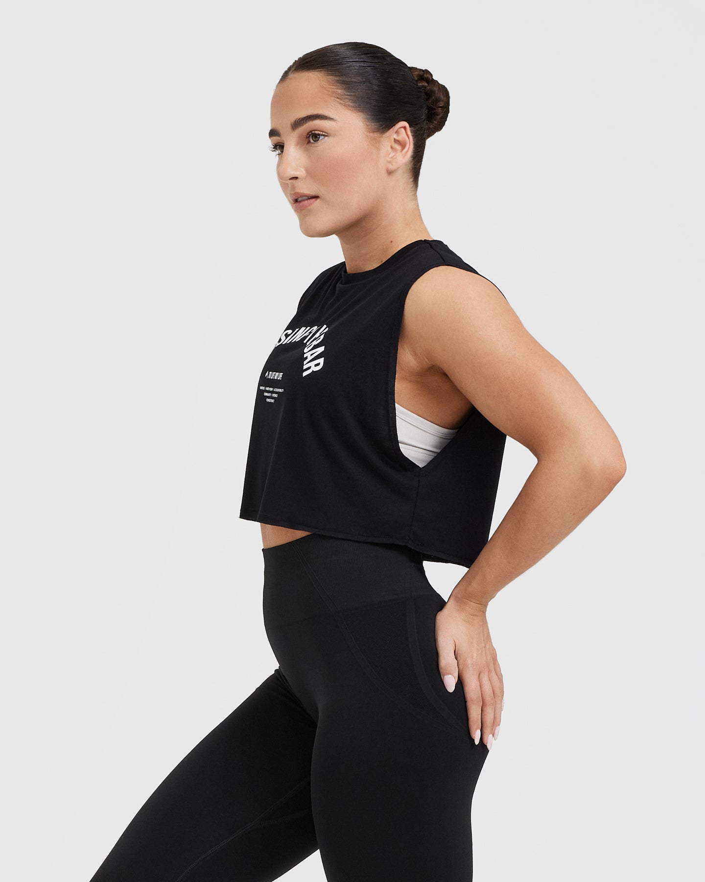 Raising The Bar Graphic Muscle Crop Vest for Women - Black | Workout Tank Top for Gym, Running & Fitness Training