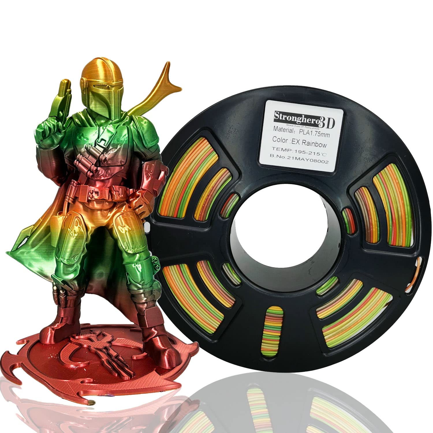 Stronghero 3D PLA 3D Printer Filament 1.75mm - Rainbow Multicolor 1kg Spool for Vibrant 3D Printing Projects | Perfect for Cosplay, Home Decor & DIY Crafts