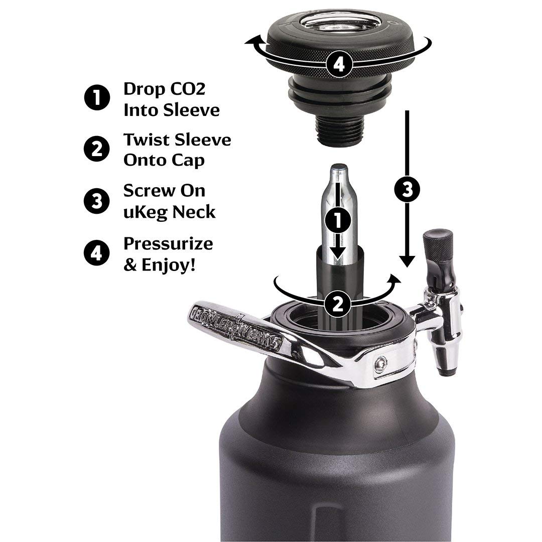 GrowlerWerks uKeg Go 64 oz Carbonated Growler - Portable Beer Dispenser for Craft Beer, Soda, Cider, Kombucha & Cocktails | Insulated Stainless Steel Keg with Pressure Control | Perfect Gift for Beer Lovers, Camping, Parties & Outdoor Adventures (Tungsten)