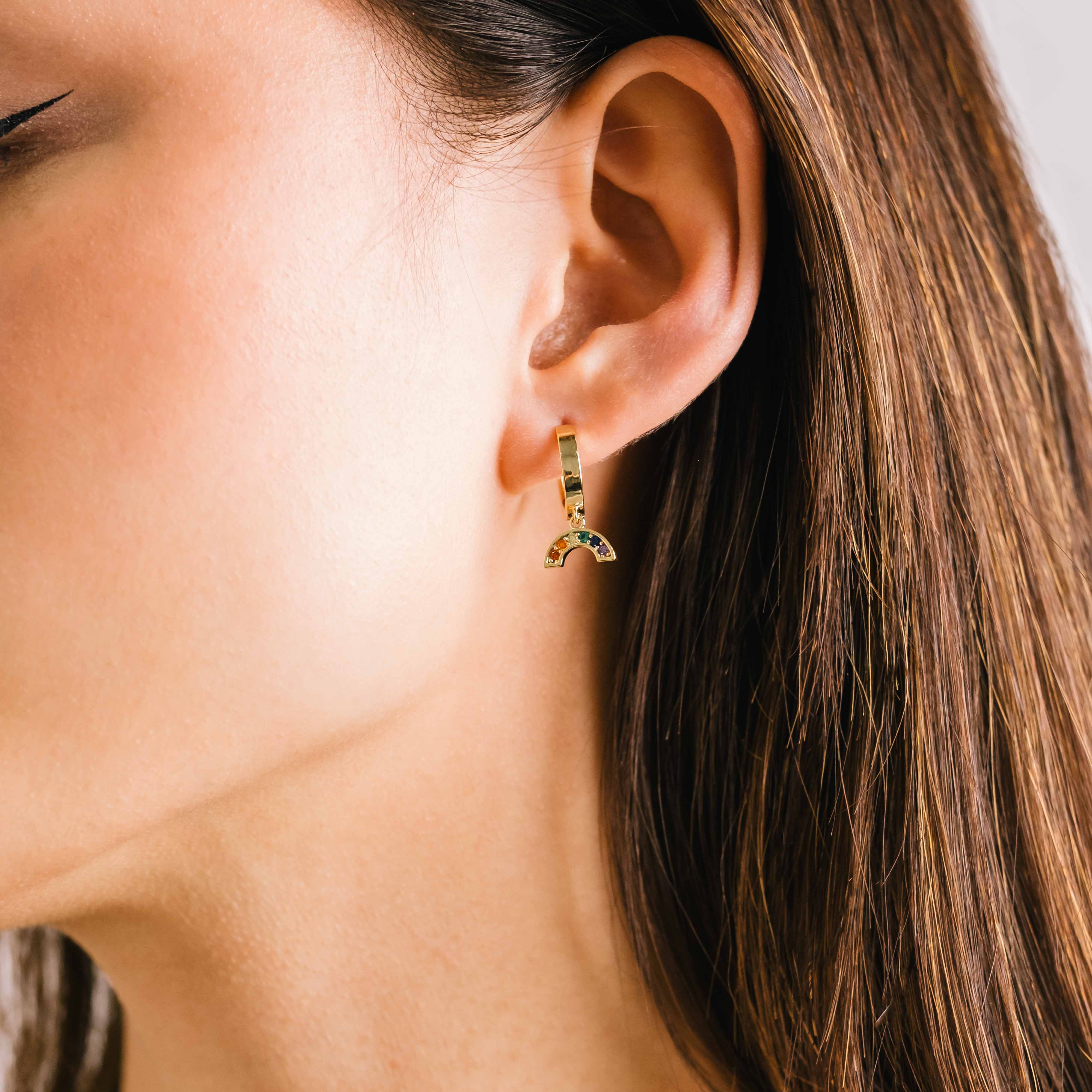 Riot Rainbow Drop Hoop Earrings for Women - Colorful Dangle Statement Jewelry - Perfect for Parties, Festivals & Everyday Wear