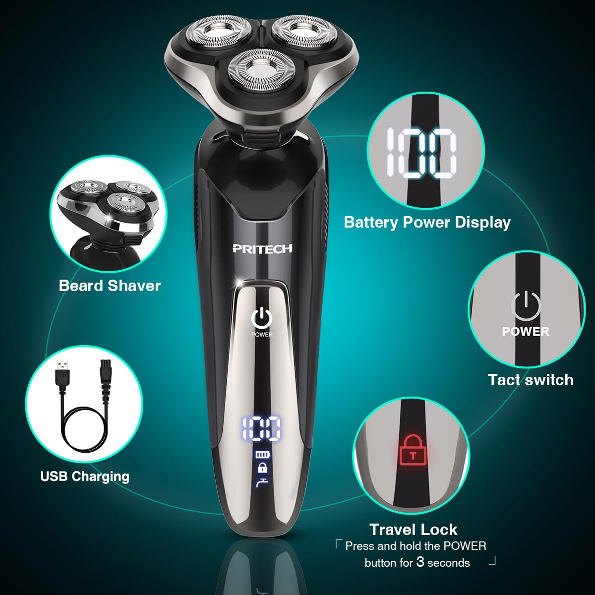 Best Electric Razor for Men - Rechargeable Waterproof Wet/Dry Shaver with Cordless Design | Perfect for Travel, Gym & Daily Shaving at Home