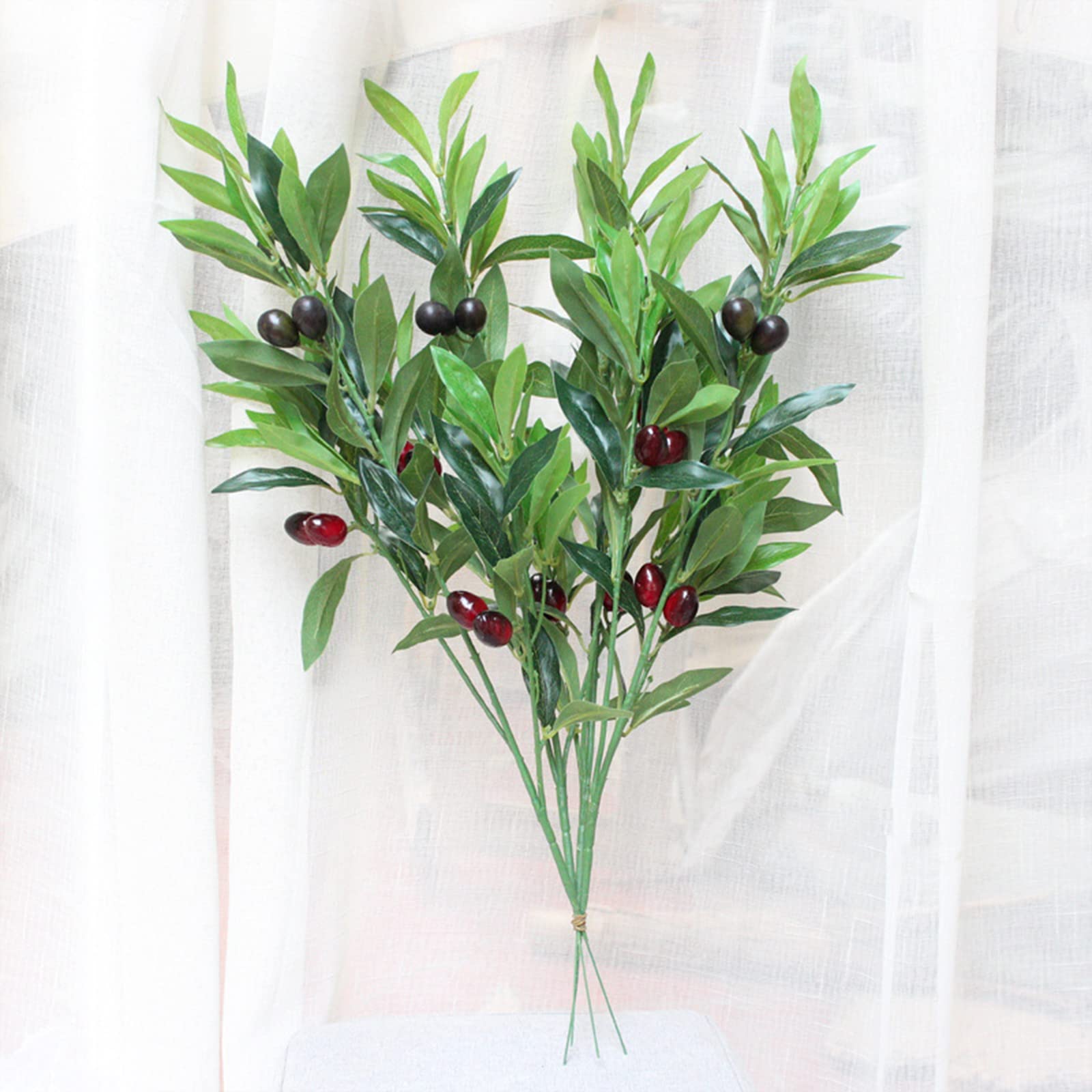 23in Artificial Olive Branches - 3pcs Long Stem Fake Olive Leaves, Faux Greenery for Vase Bouquets, Wedding Centerpieces, Home Decor & Floral Arrangements - Perfect for Farmhouse, Boho & Mediterranean Style Decor