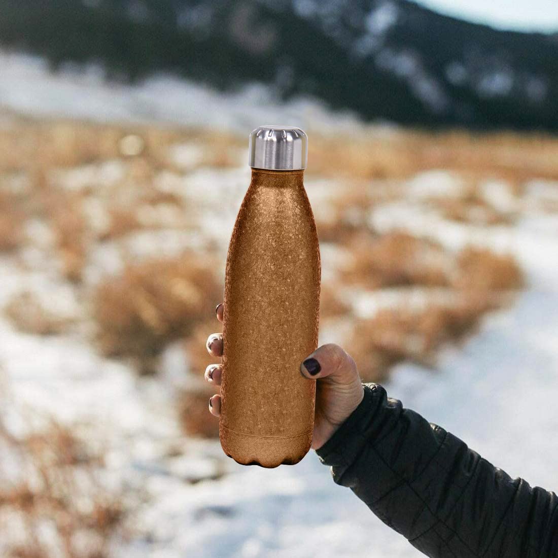 17oz Vacuum Insulated Stainless Steel Sports Water Bottle - Leak Proof, Double Wall, Keeps Drinks Hot/Cold for 24 Hours - Golden - Perfect for Gym, Hiking, Camping & Outdoor Activities