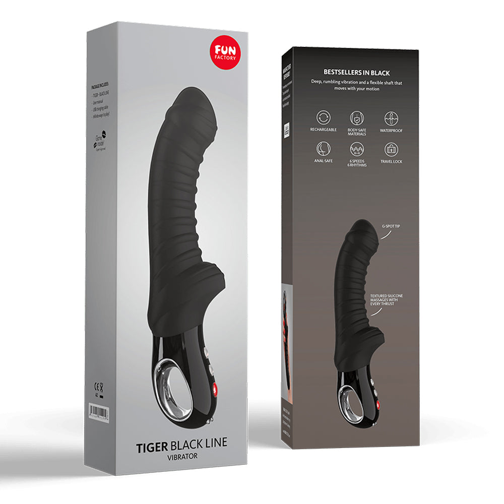 Fun Factory Tiger Black Line Vibrator - Powerful G-Spot Stimulator for Women | Waterproof & Rechargeable Adult Toy for Couples & Solo Play