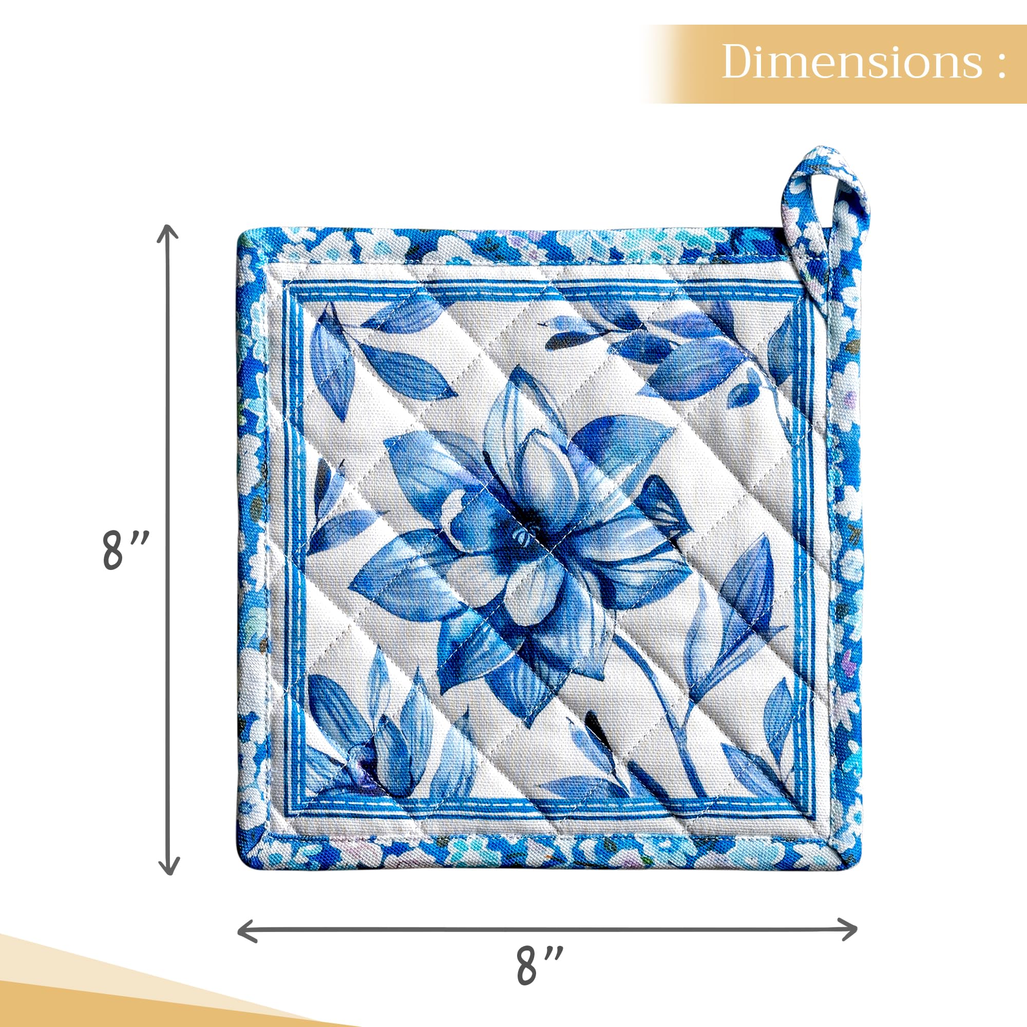 Premium 100% Cotton Pot Holders Set of 2 - 8
