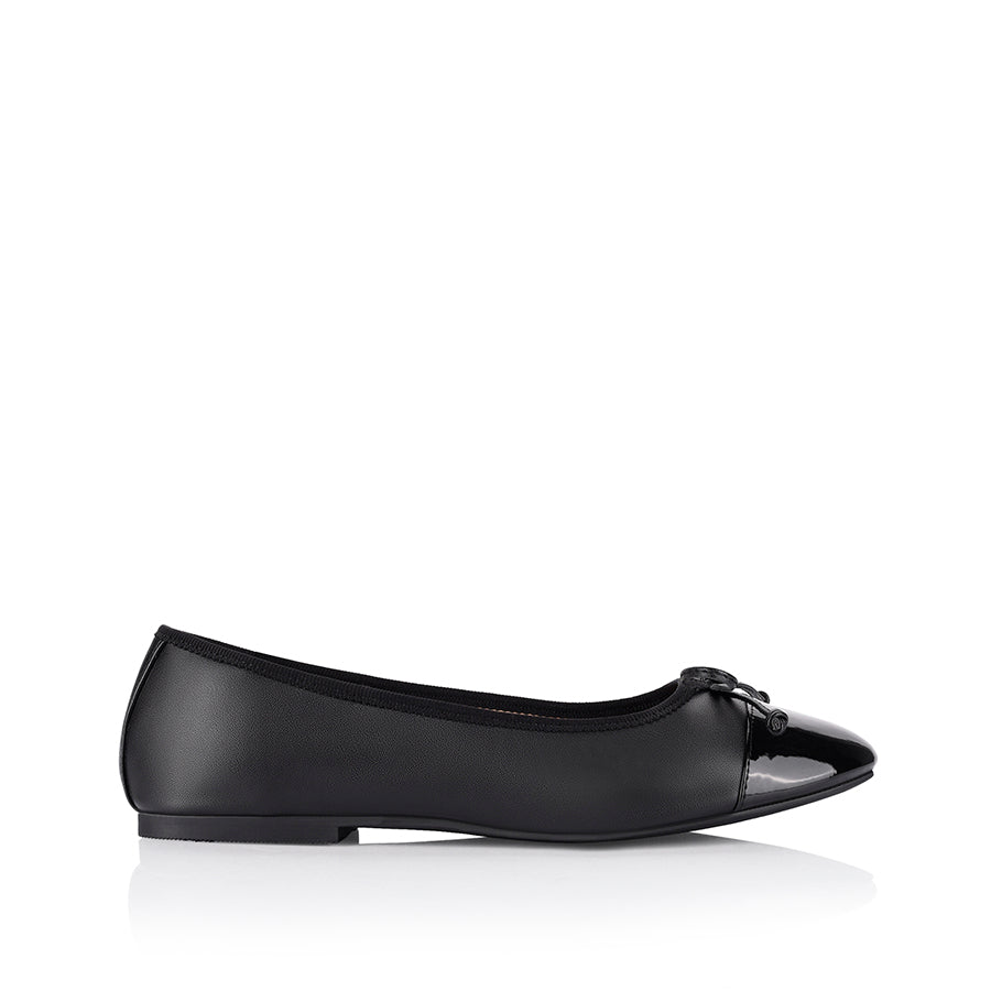 Bamba Ballet Flats for Women - Comfortable Black Patent Leather Slip-On Shoes for Work, Office & Casual Wear