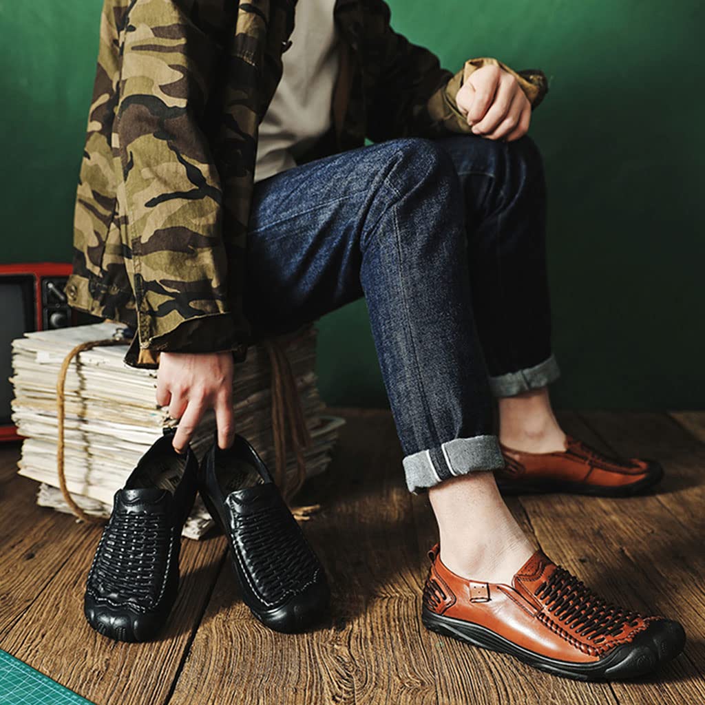 Men's Retro Leather Casual Shoes - Comfortable Lightweight Sneakers Loafers for Walking, Driving & Biking | Perfect for Daily Wear, Travel & Outdoor Activities