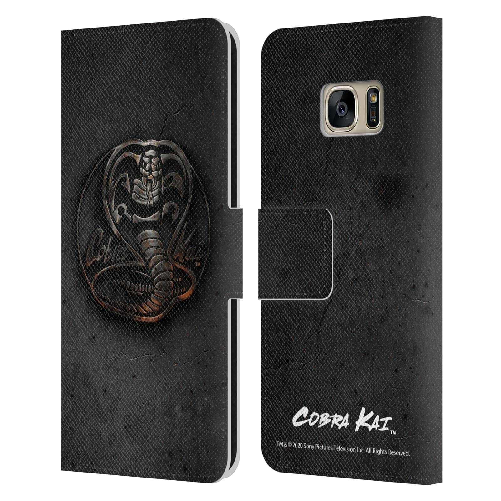 Head Case Designs Cobra Kai Metal Logo Leather Wallet Case for Samsung Galaxy S7 - Stylish Protective Cover for Everyday Use & Travel
