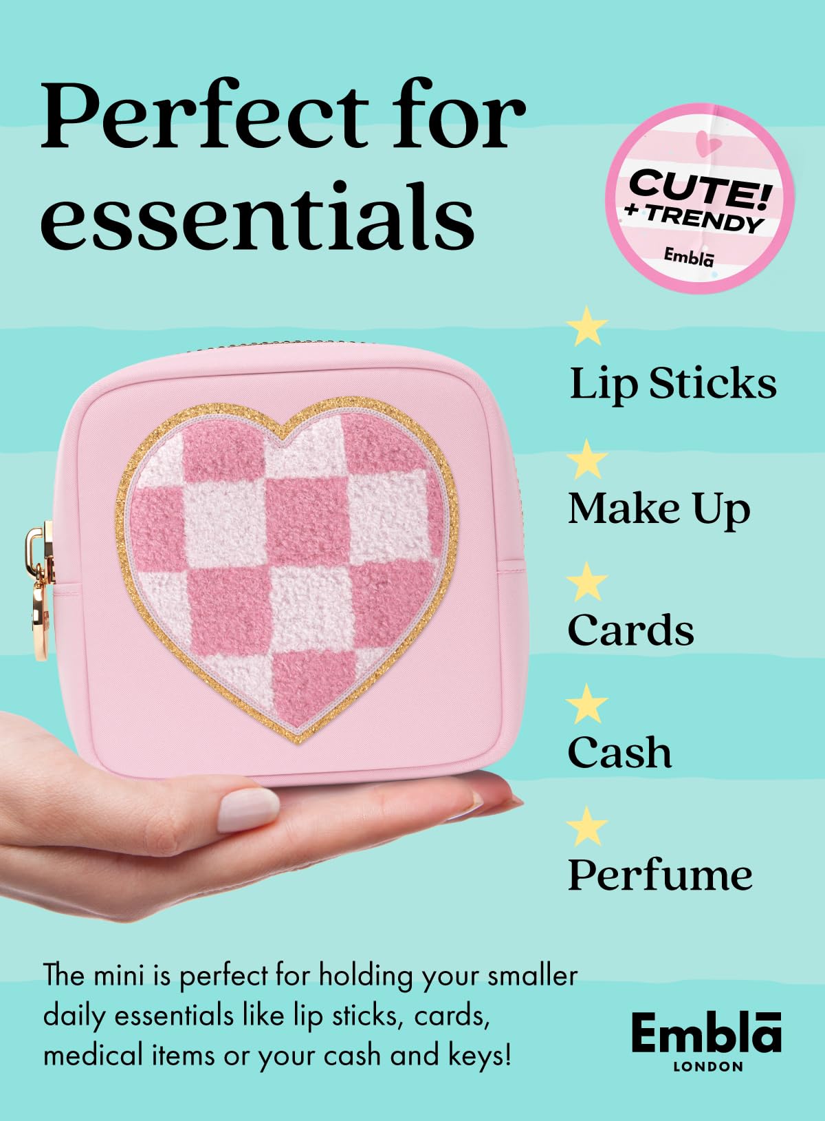 Valentine's Day Makeup Bag for Women - Cute Flamingo Print Travel Cosmetics Pouch & Toiletry Organizer, Nylon Zippered Cosmetic Case - Perfect for Travel, Gym, or Daily Makeup Storage | Valentine Gift Idea for Her