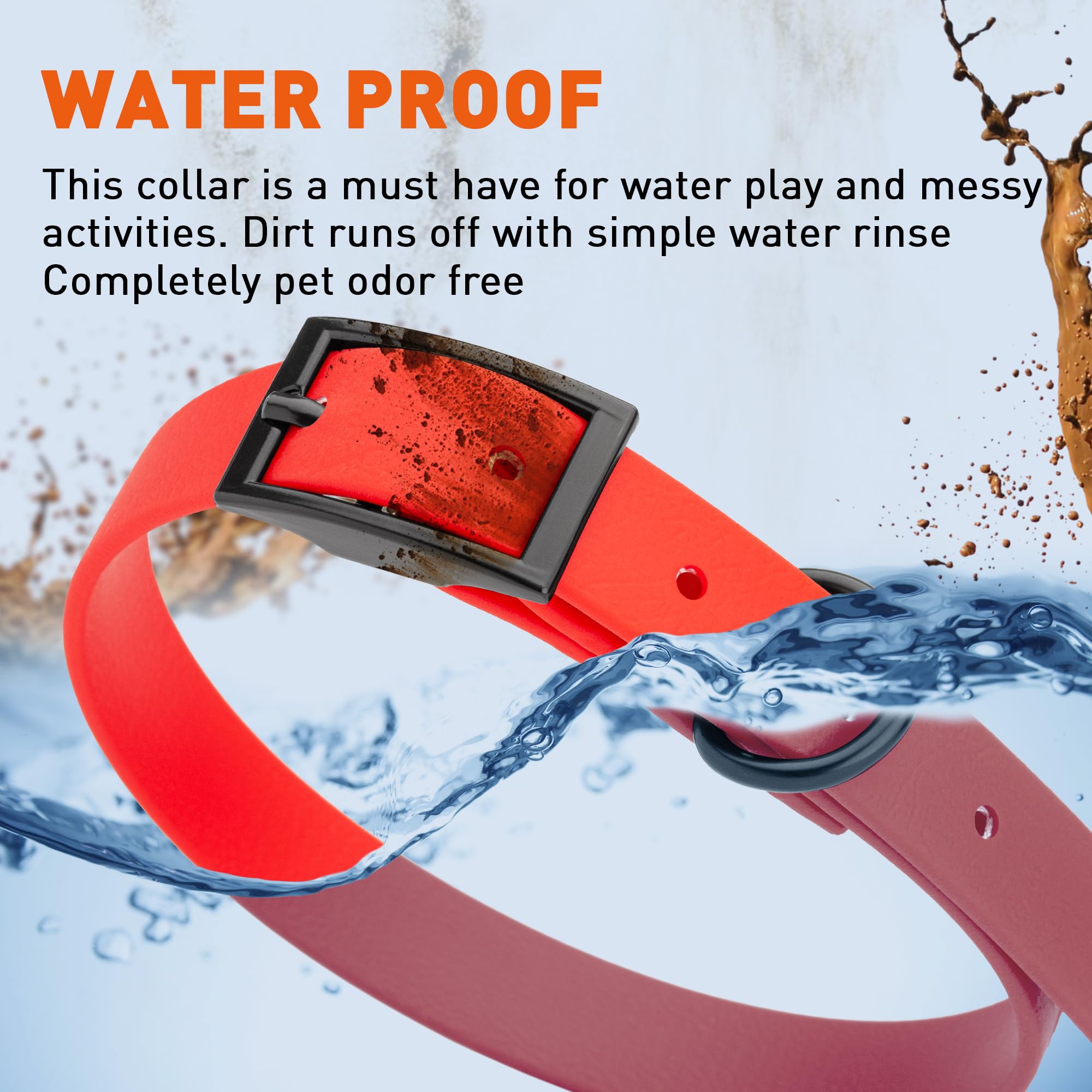 **Waterproof Biothane Dog Collar - Durable Coated Nylon Webbing with Black Hardware | Odor-Proof, Easy to Clean | Fits Small, Medium & Large Dogs | Cherry Red | Perfect for Outdoor Adventures, Swimming & Daily Walks**