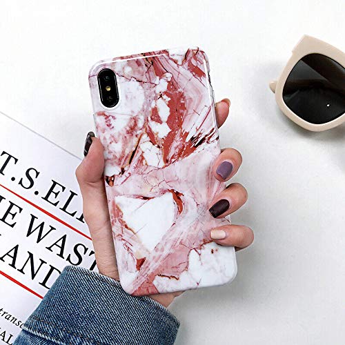 Marble iPhone X/Xs Case - Ultra Thin Slim Soft TPU Phone Cover with Marble Red Design | Perfect for Everyday Protection & Style