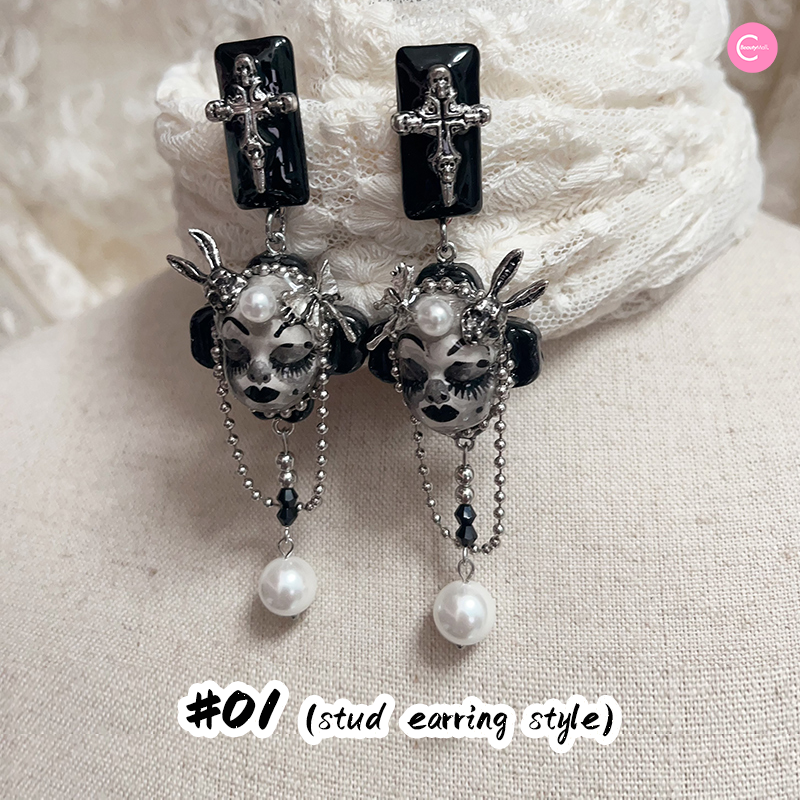 Gothic Doll Stud Earrings for Women - 23 Unique Designs for Punk, Halloween & Cosplay - Perfect for Parties, Costumes & Alternative Fashion