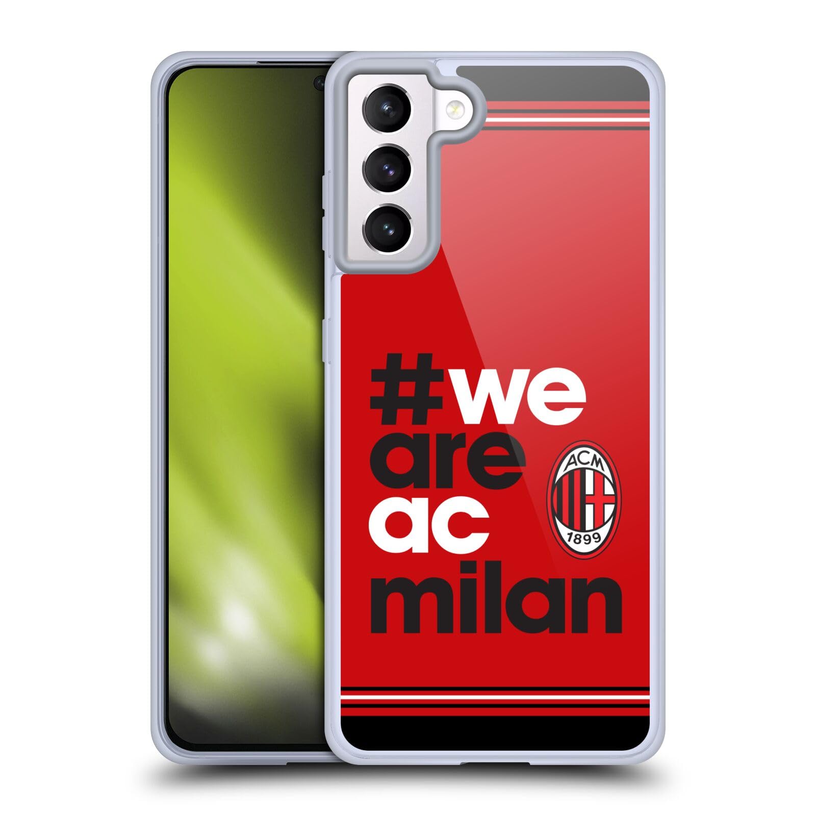 Head Case Designs Officially Licensed AC Milan Stripes Crest Soft Gel Case for Samsung Galaxy S21+ 5G - Durable Protection for Fans & Daily Use