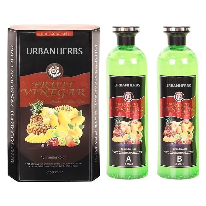 Natural Ammonia-Free Fruit Vinegar Hair Dye for Men & Women - 1000ml Black Hair Color | Safe, Gentle & Long-Lasting for Home Use & Salon Styling