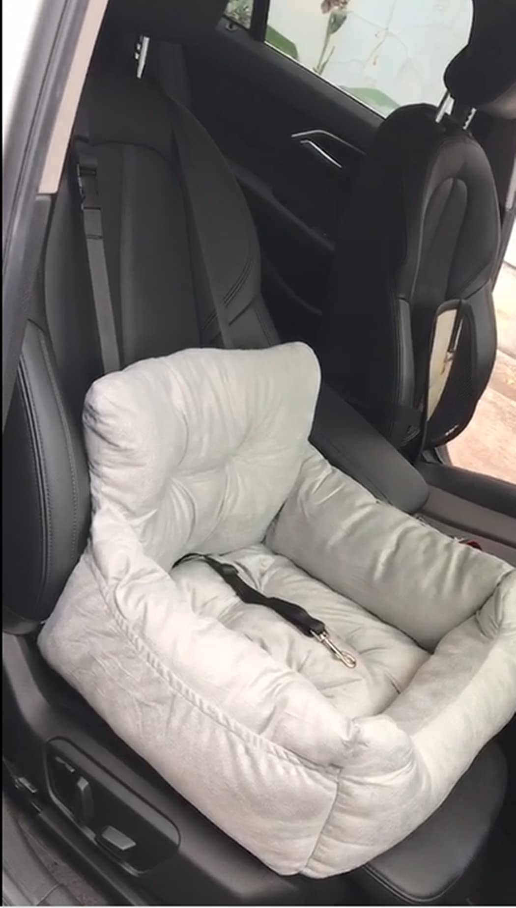 LOINGO Dual-Use Dog Car Seat & Travel Bed for Small to Medium Dogs - Gray Pet Booster Seat with Handy Side Pocket | Perfect for Road Trips & Daily Commutes