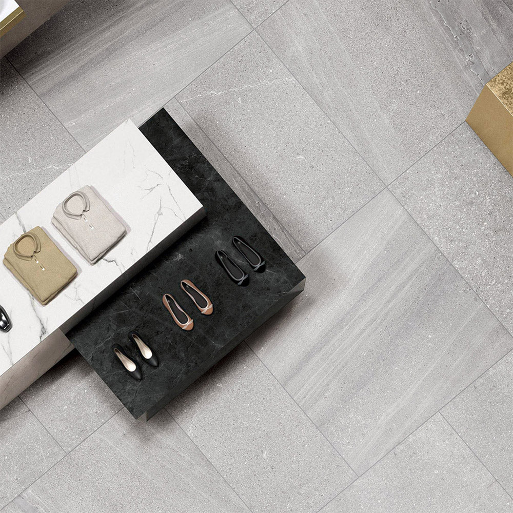 Premium 300x300mm Symphony Grey Limestone Look Matte Porcelain Tile - Durable & Stylish Flooring for Living Room, Kitchen & Bathroom