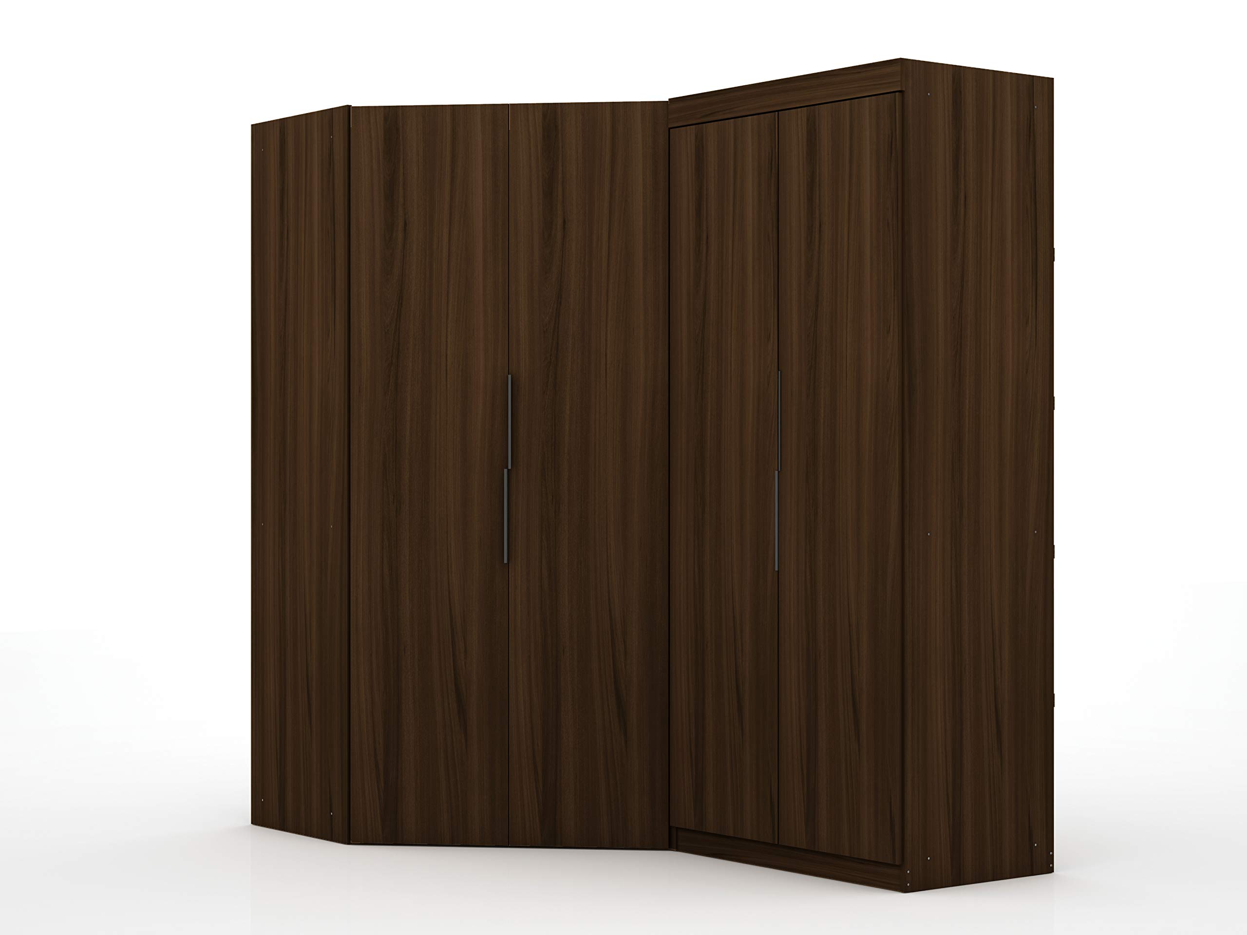 Manhattan Comfort Mulberry Wood 2-Piece Sectional Corner Wardrobe Closet in Brown - Perfect for Bedroom Storage & Closet Organization